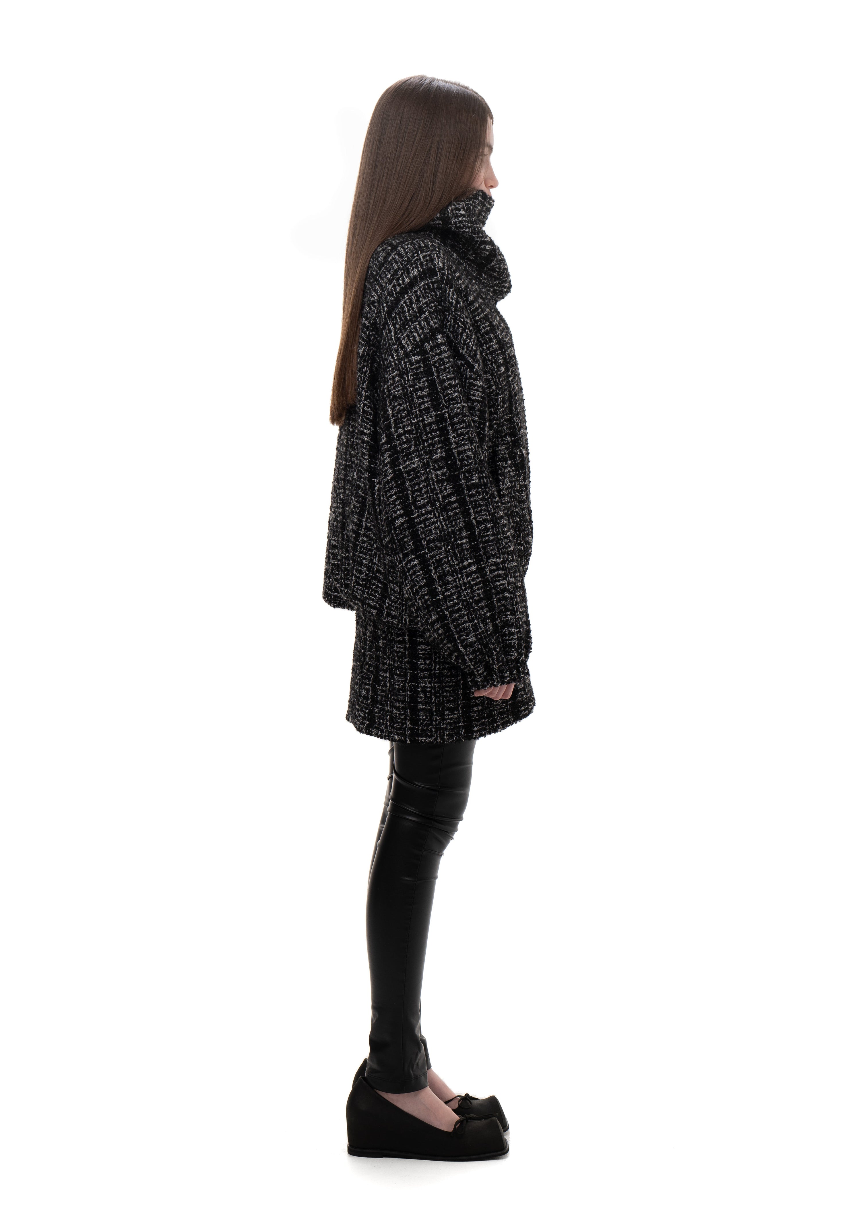 Tweed bomber with a mini skirt/belt