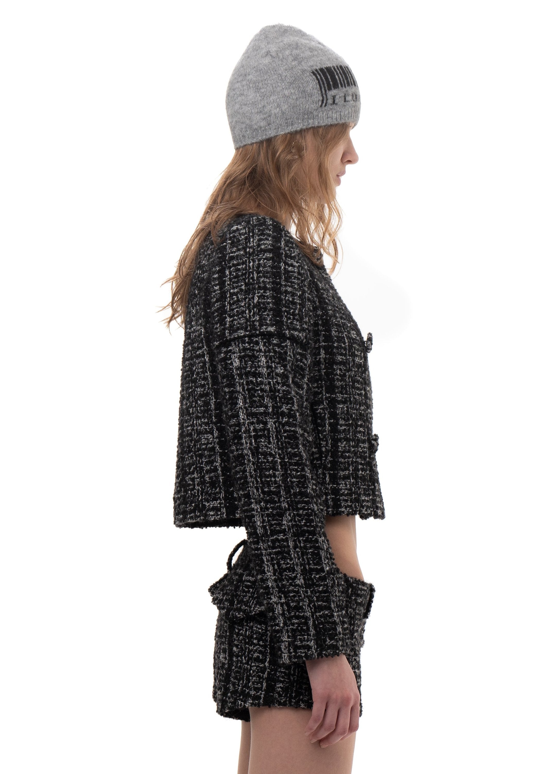 Detachable sleeve suit jacket tweed