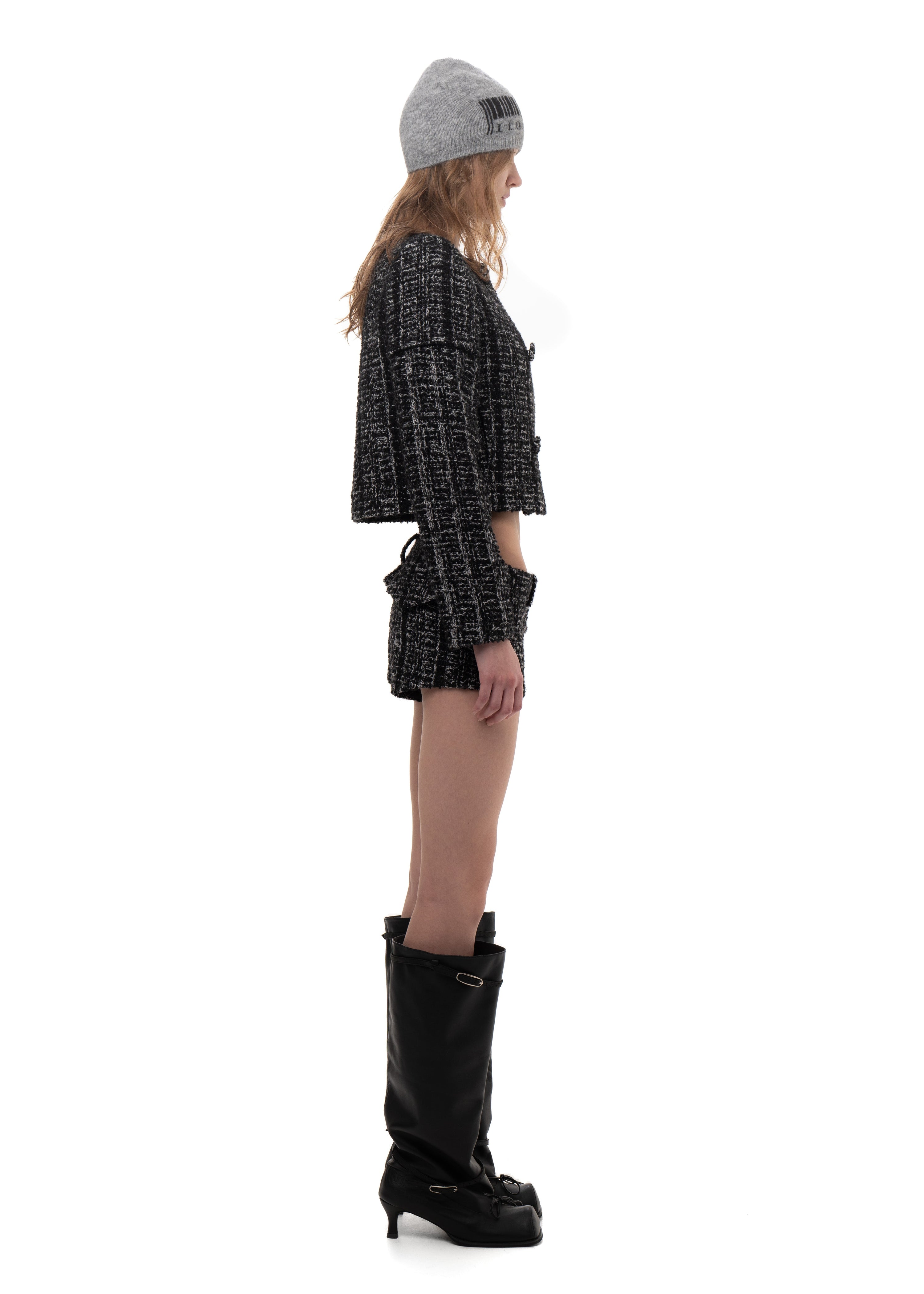 Wool mini shorts tweed