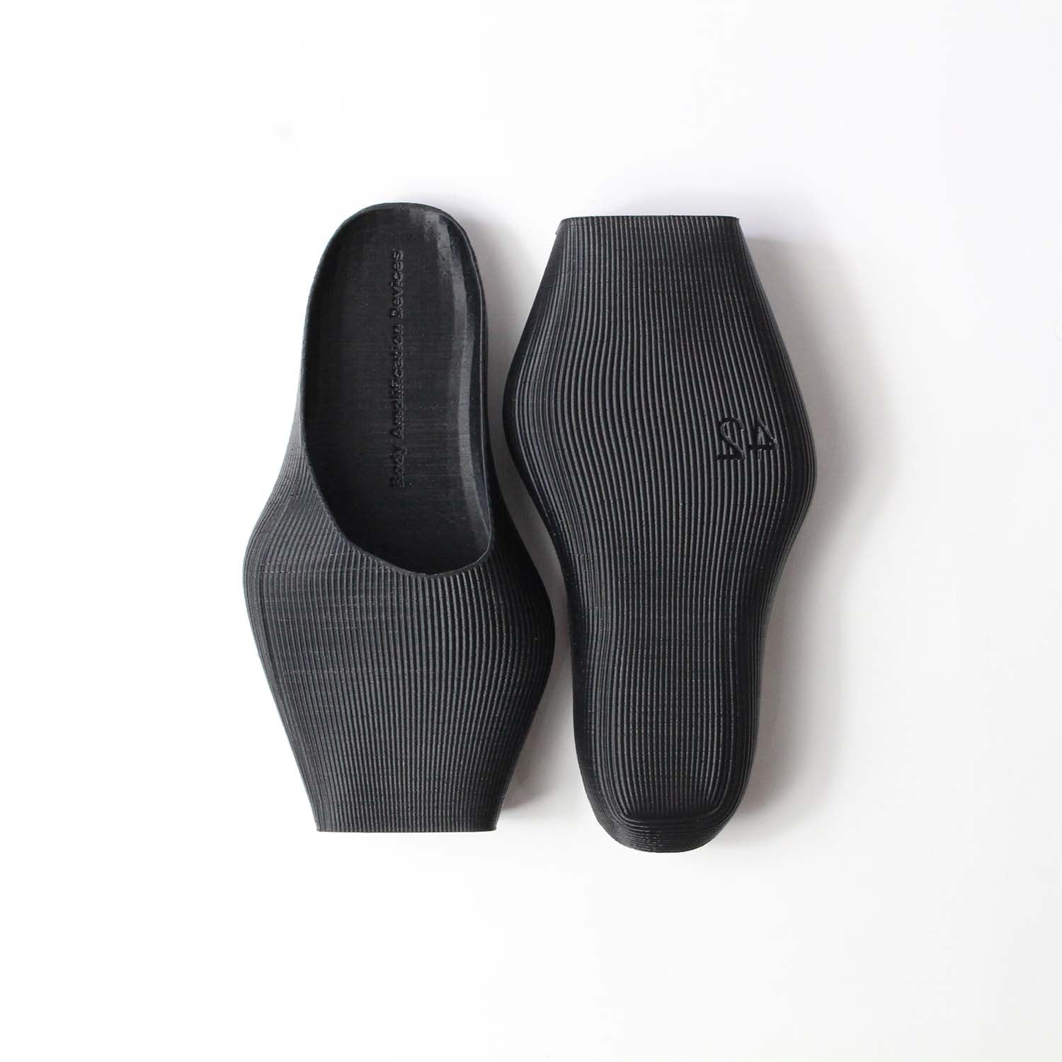 Square toe rubber mules, black