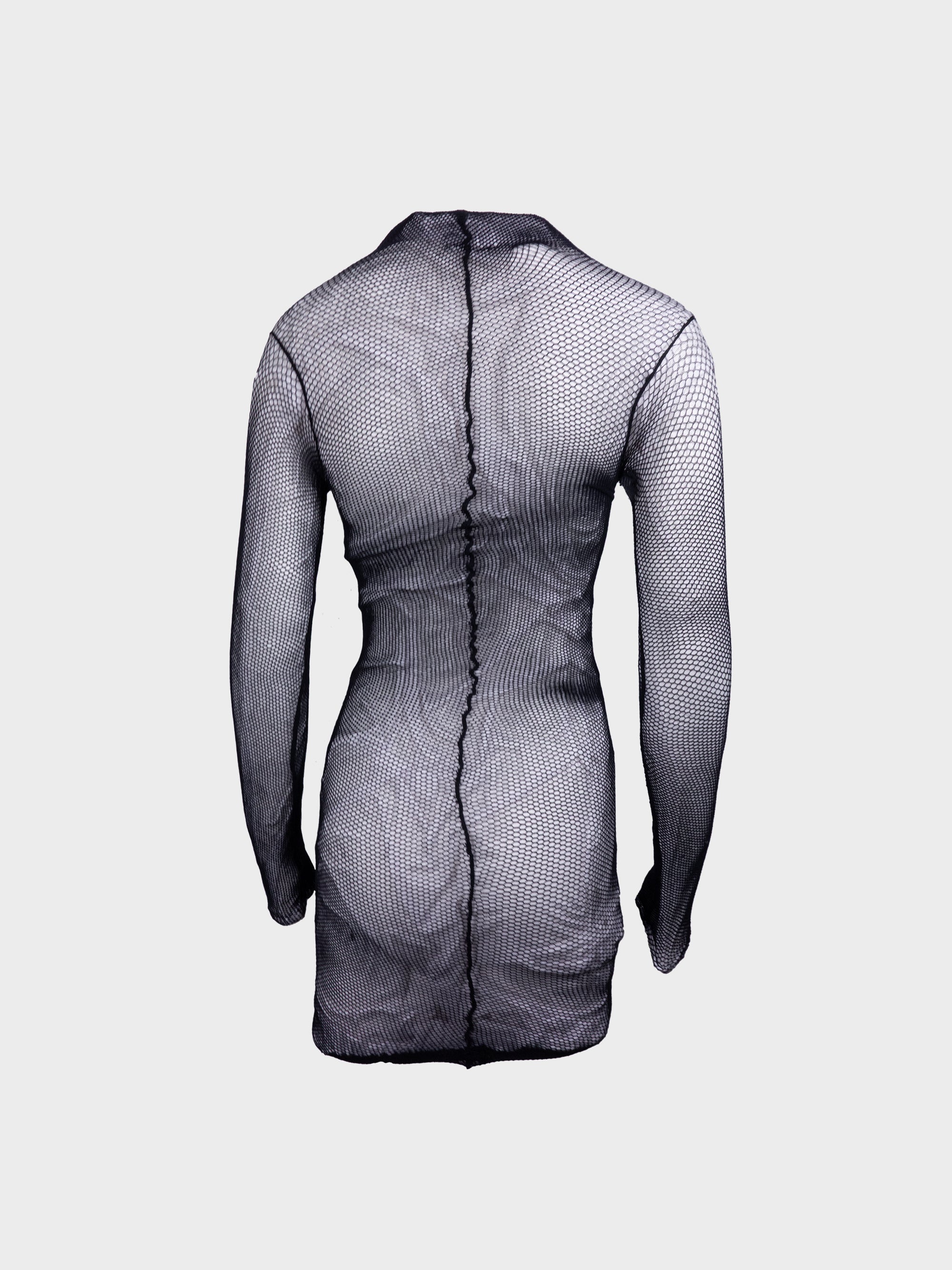 Fishnet-layered kittel dress