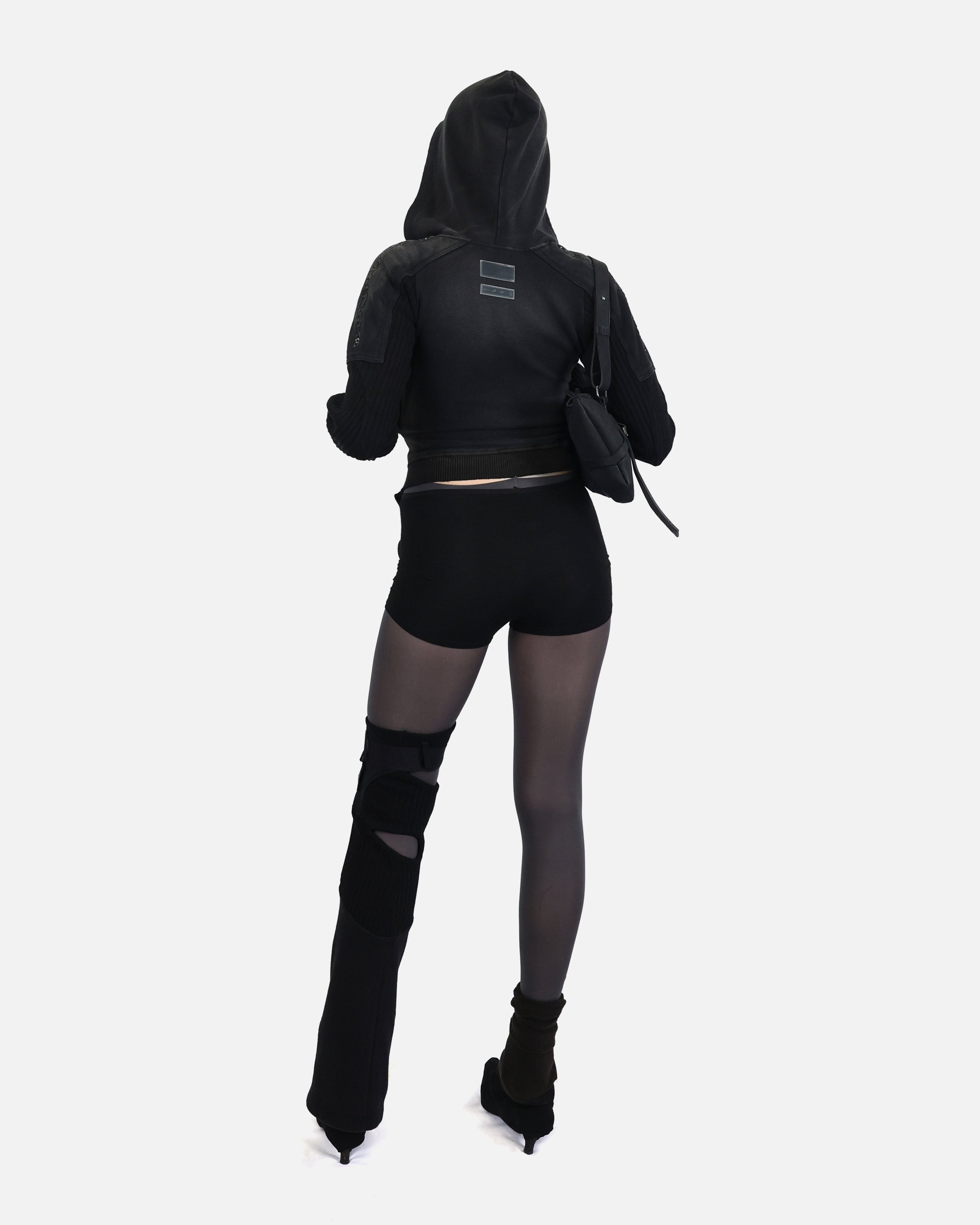 Braces asymmetric zip up hoodie