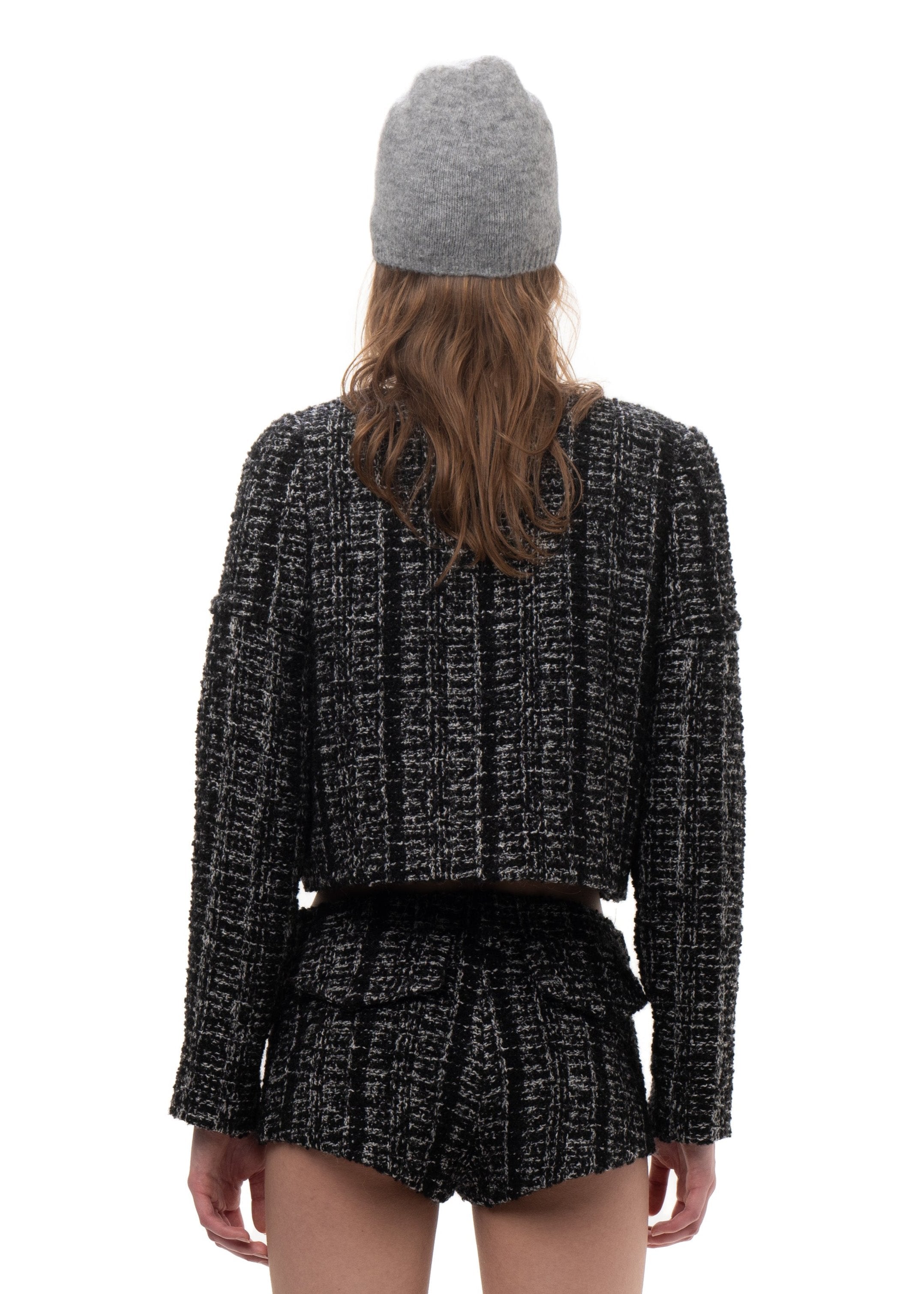 Detachable sleeve suit jacket tweed