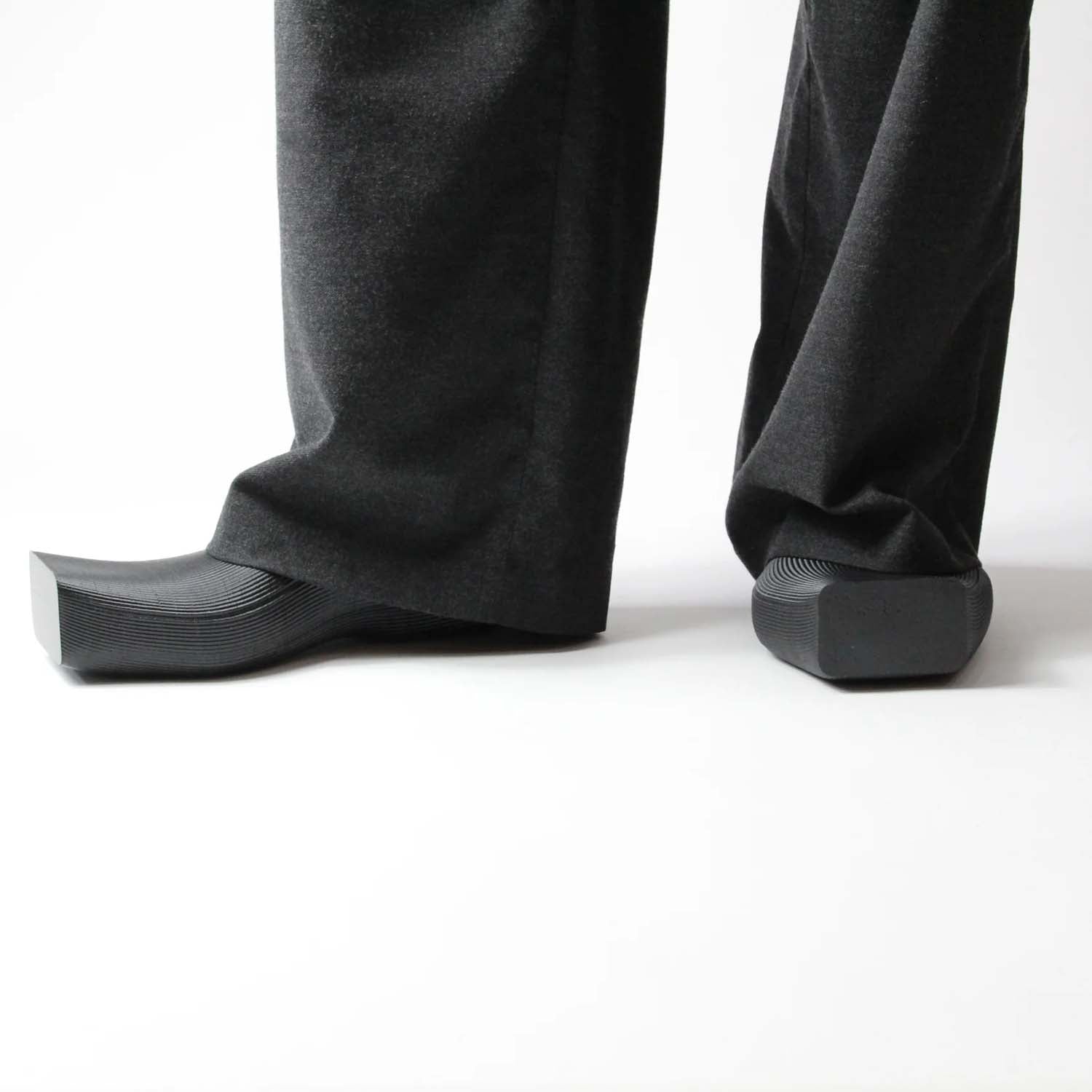 Square toe rubber mules, black
