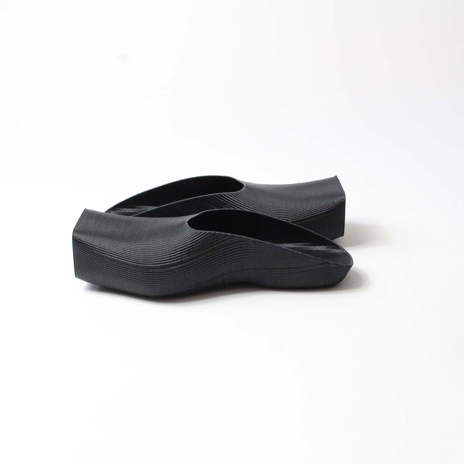 Square toe rubber mules, black