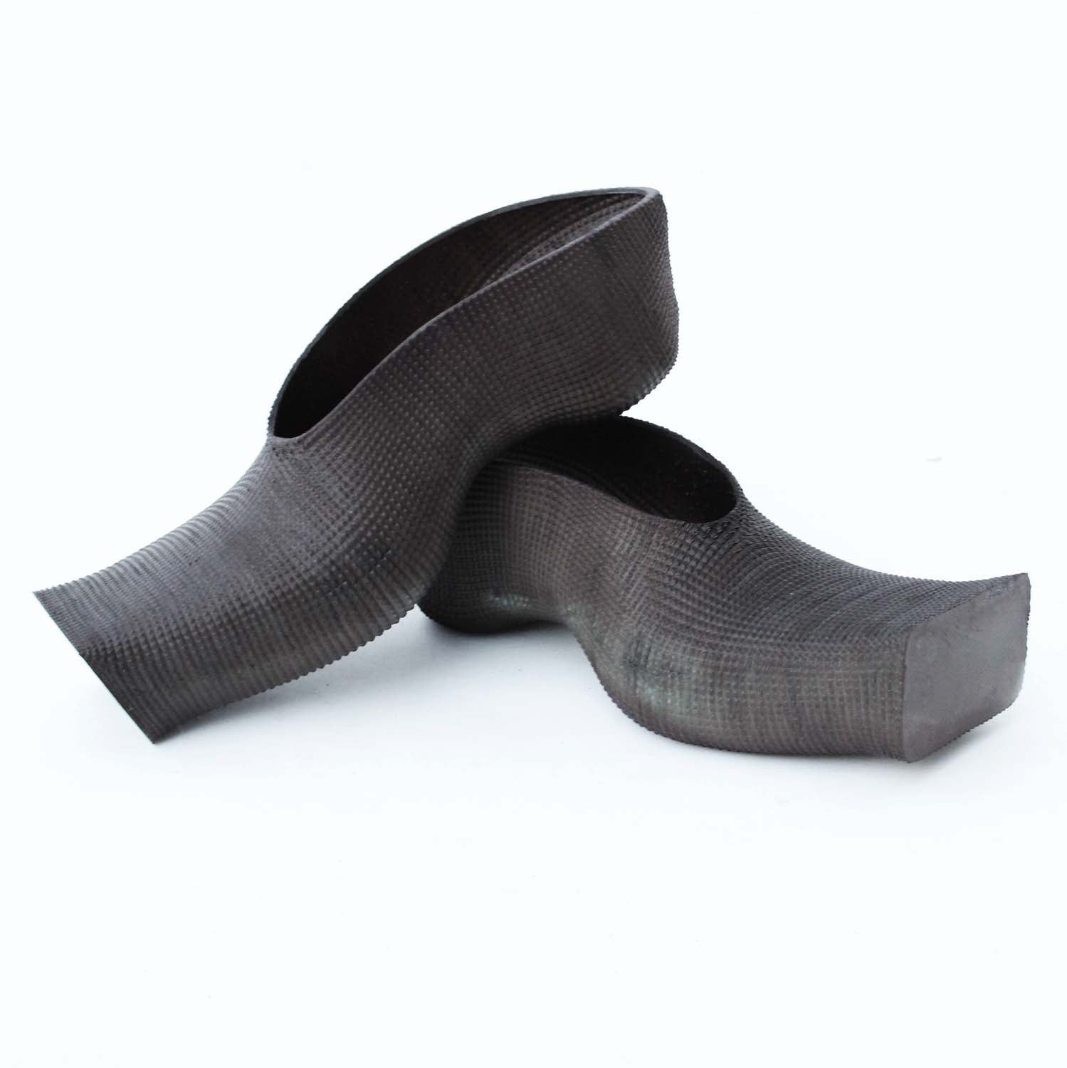 Heeled square toe rubber mules - dark