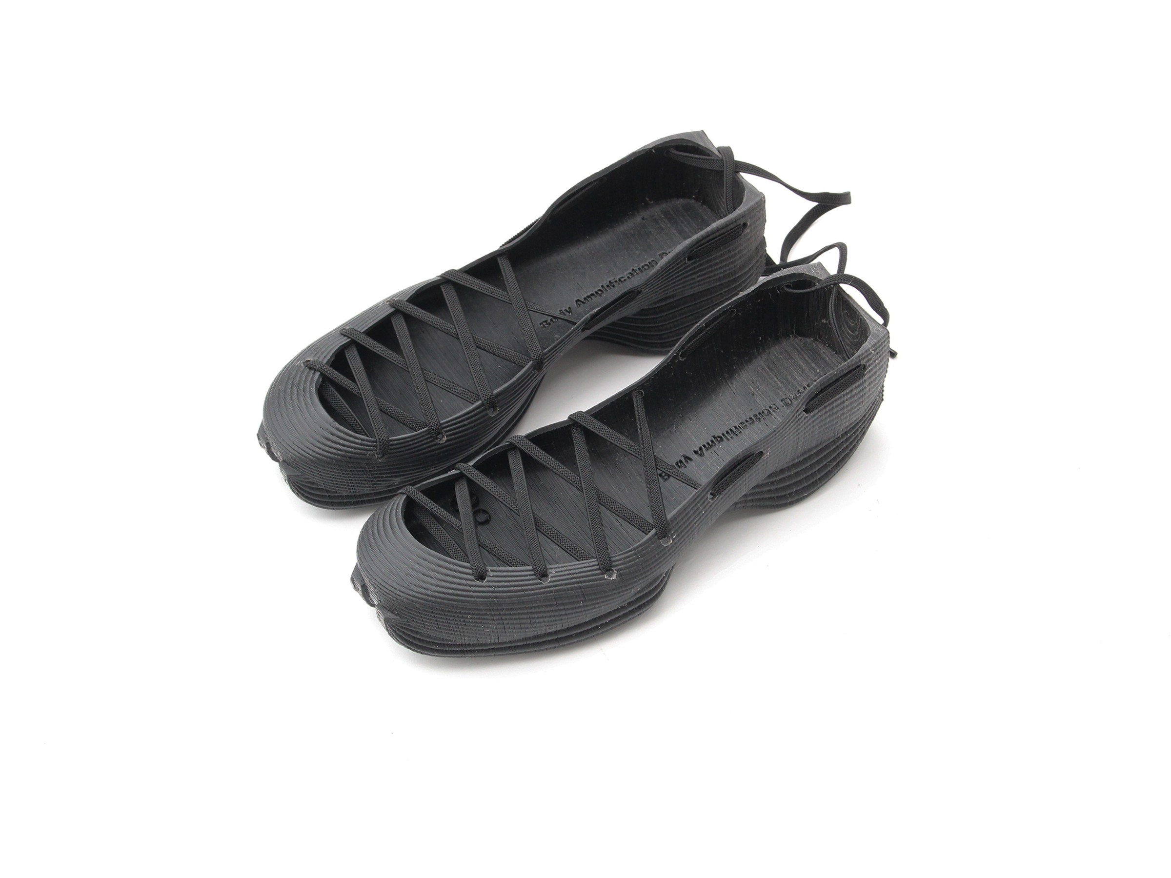 Laced rubber runners, black