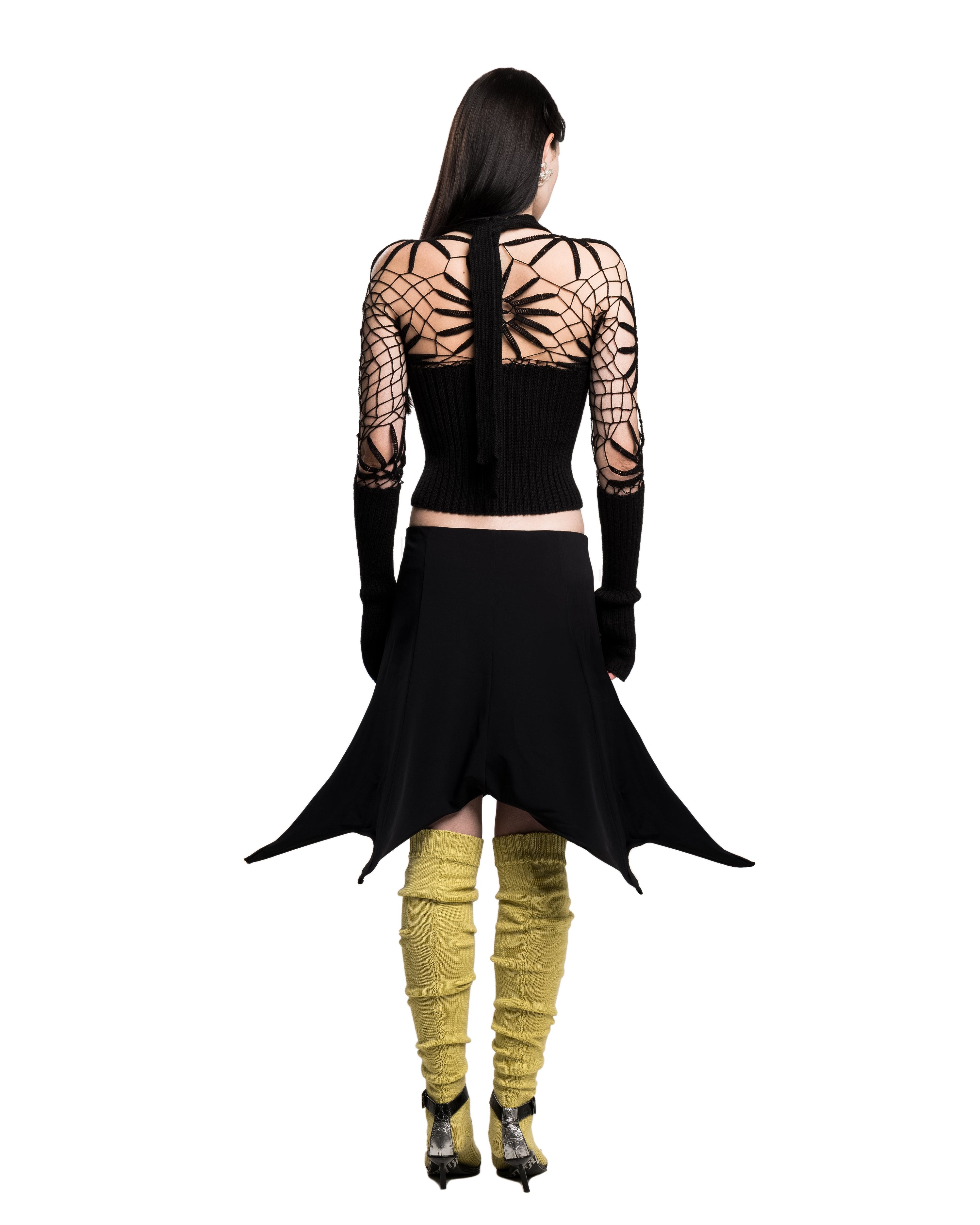 Crochet scarf top in black