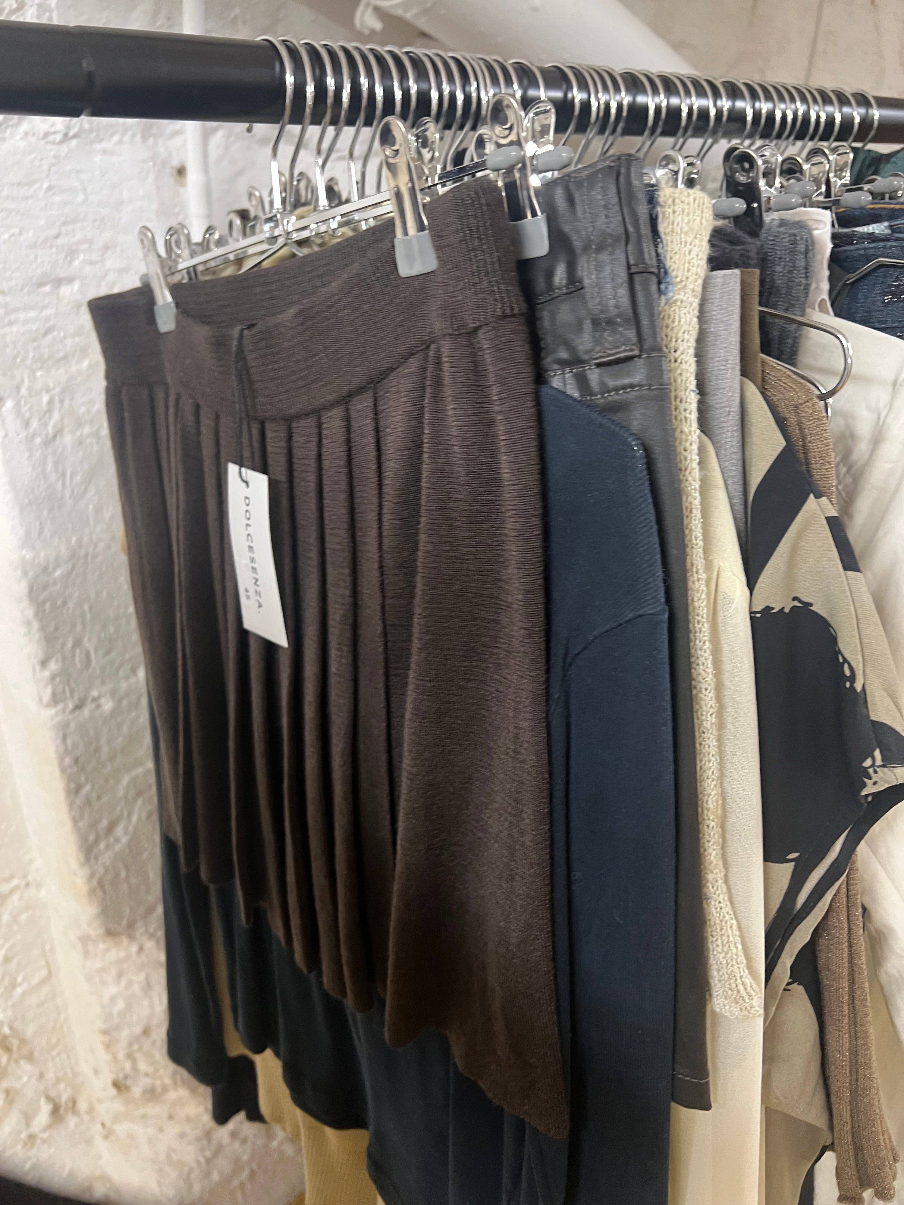 Knit brown plisset mini skitt