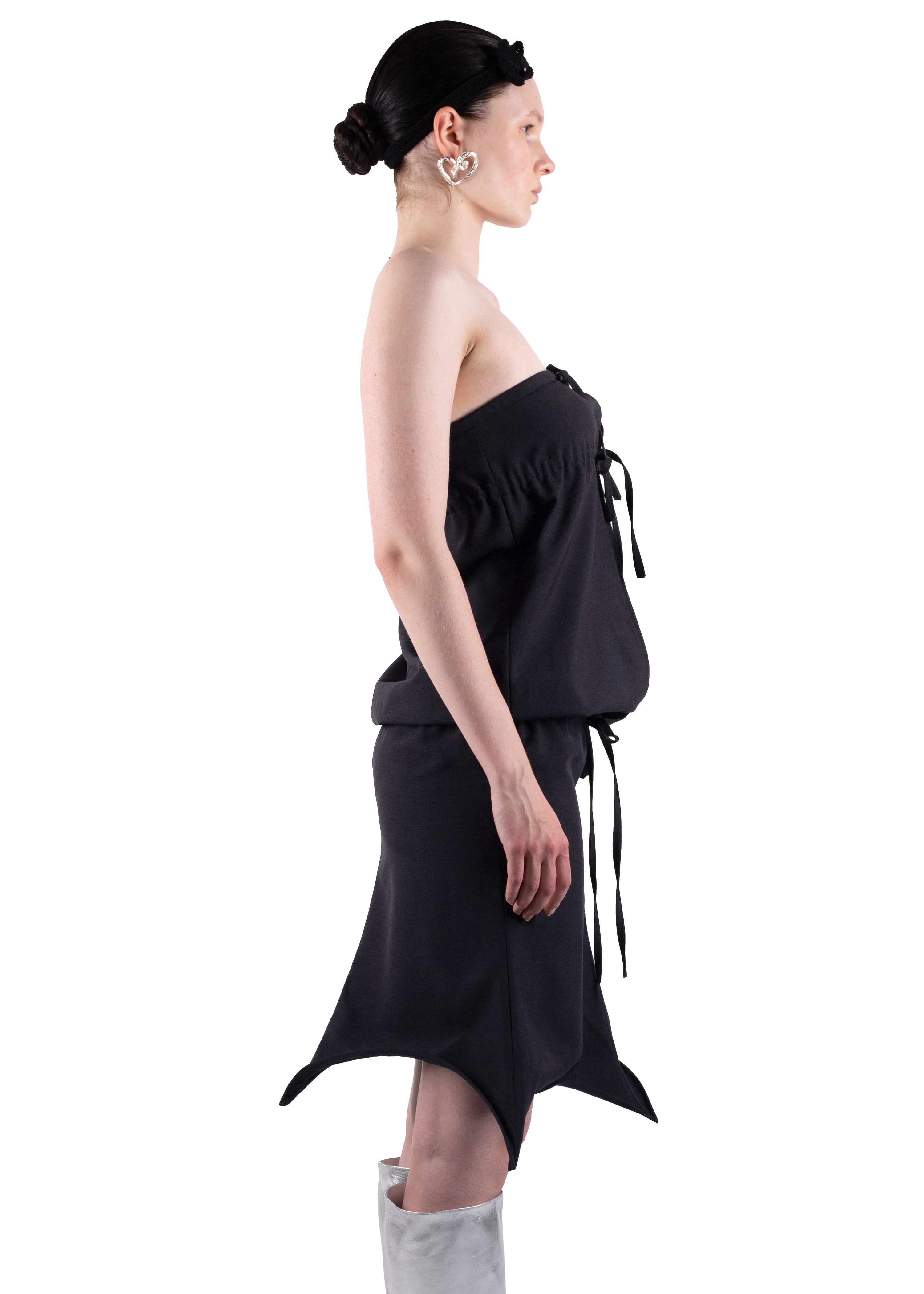 Ss24 wire dress in black wool