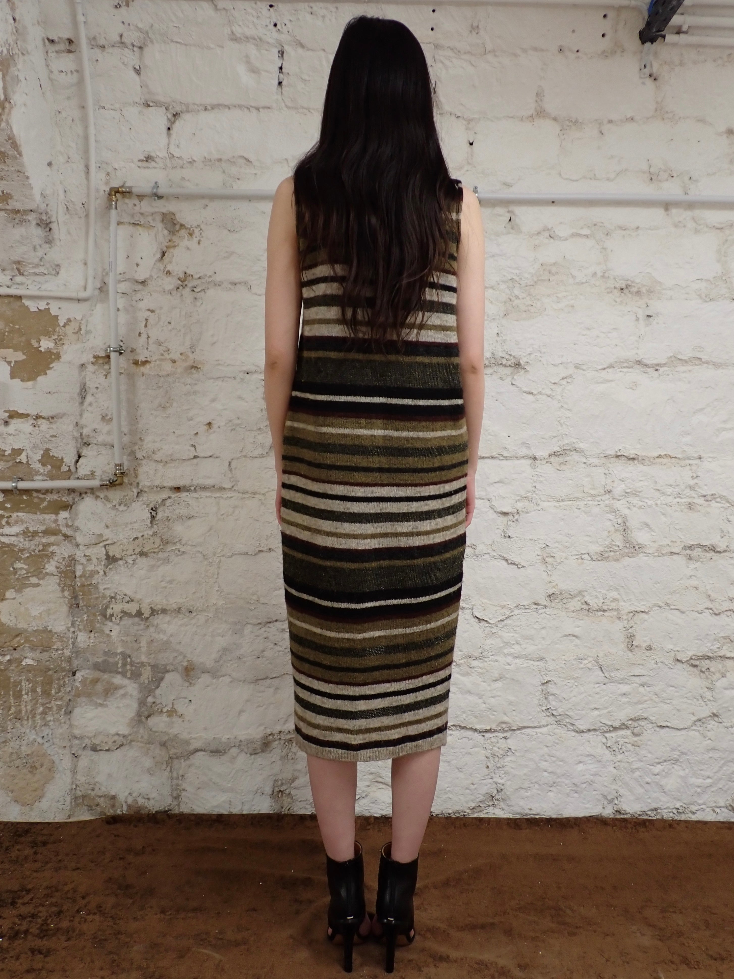 Roberto collina wool striped midi dress