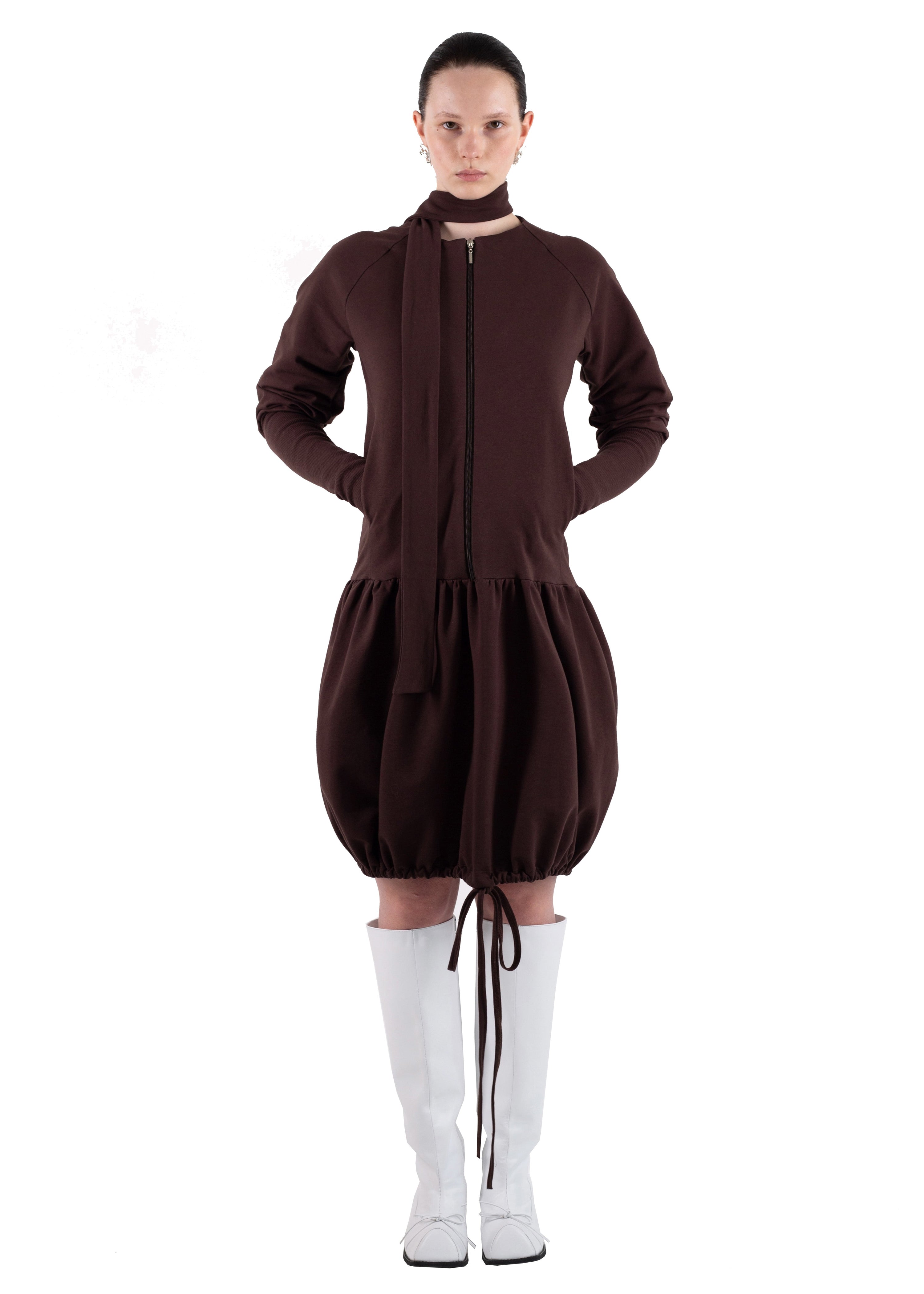Ss24 track dress in brown