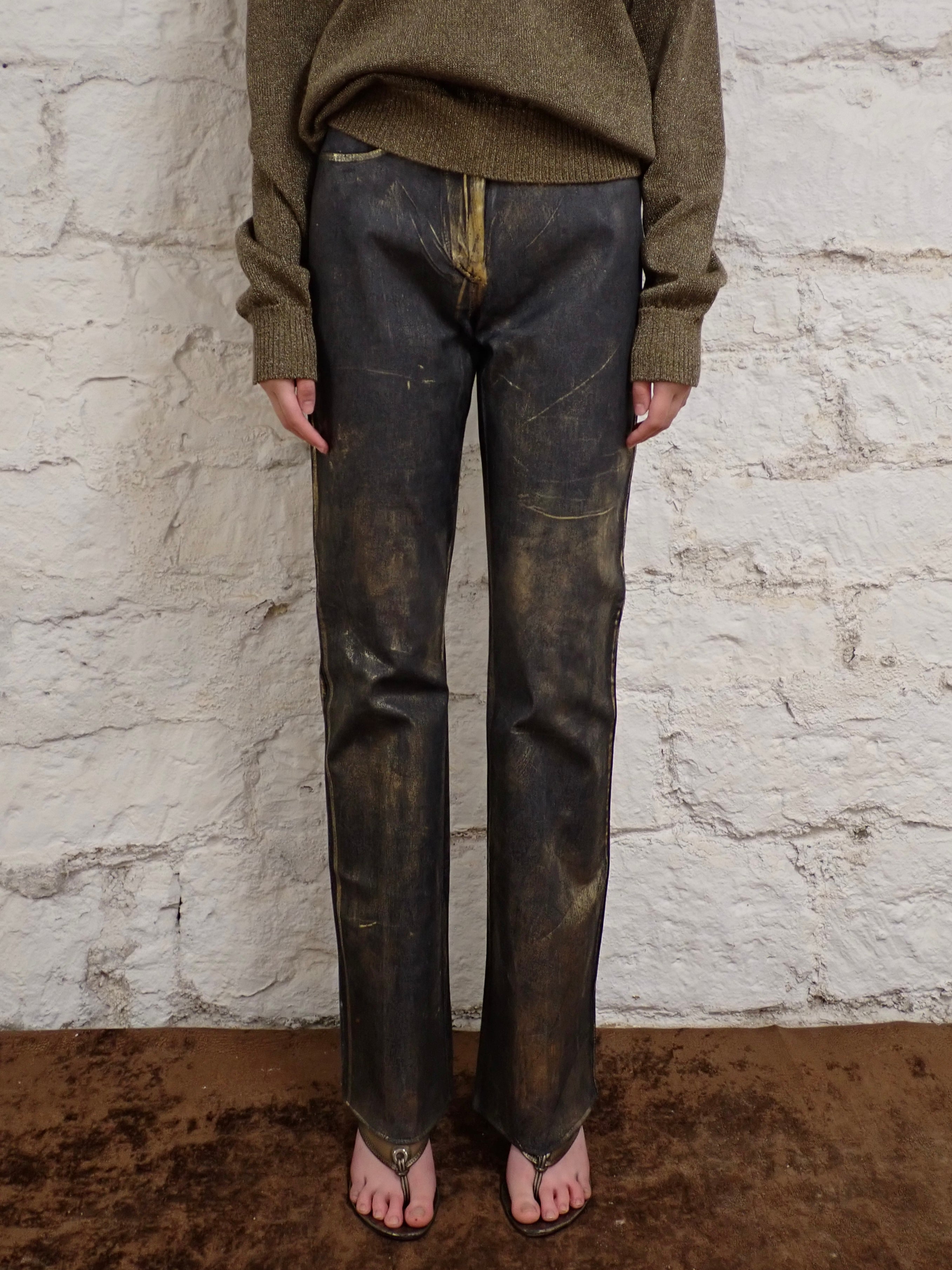 Golden washed trousers