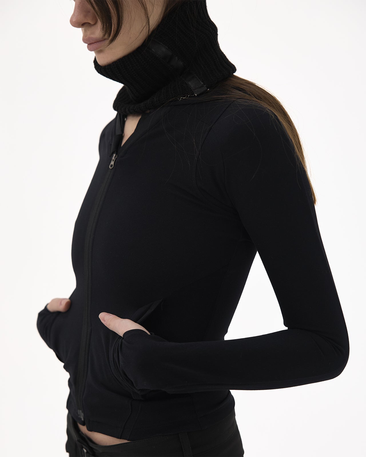 Hooded zip top