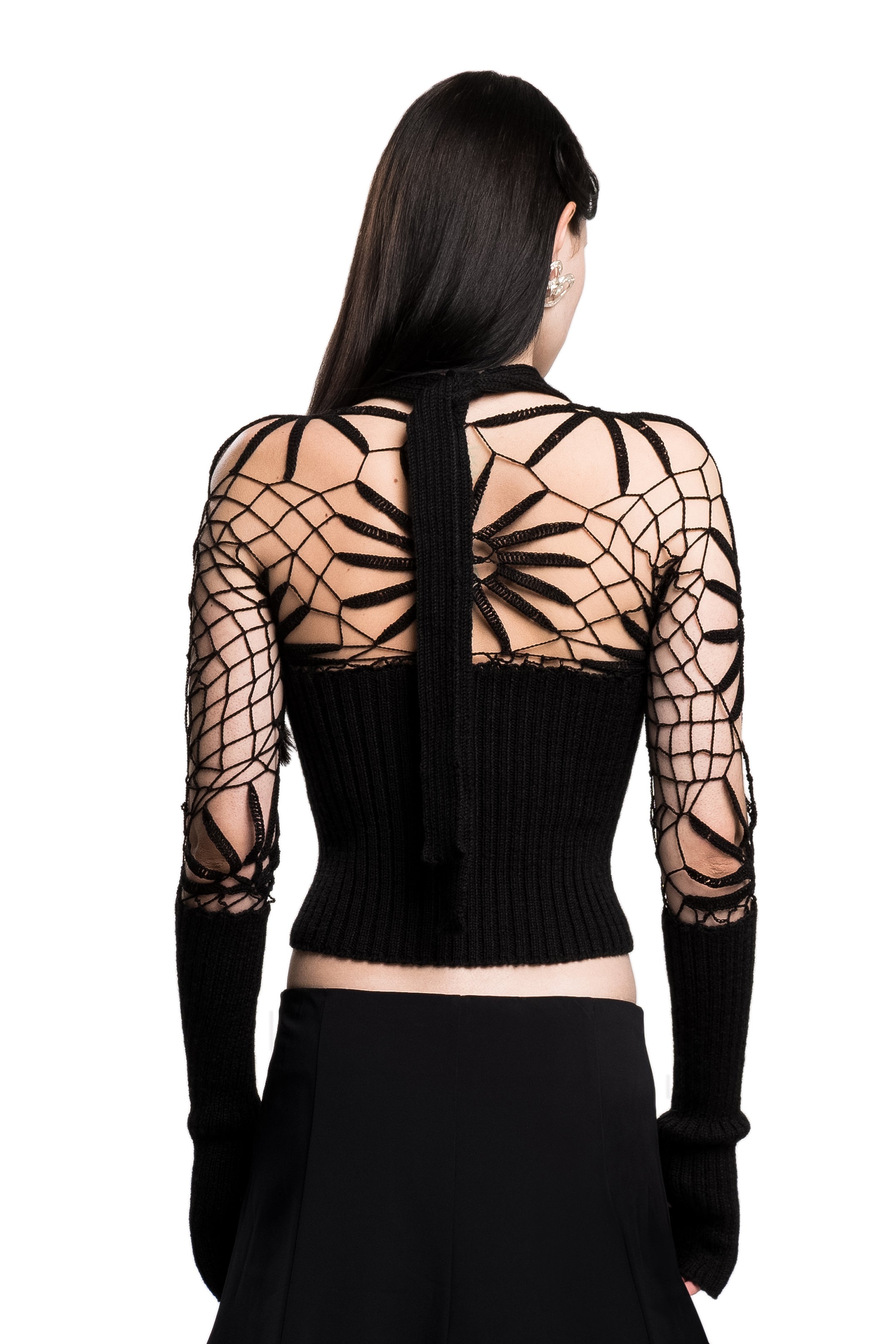 Crochet scarf top in black