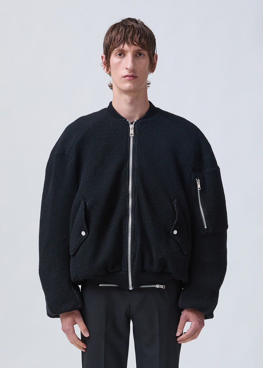 Bulldog knit bomber black