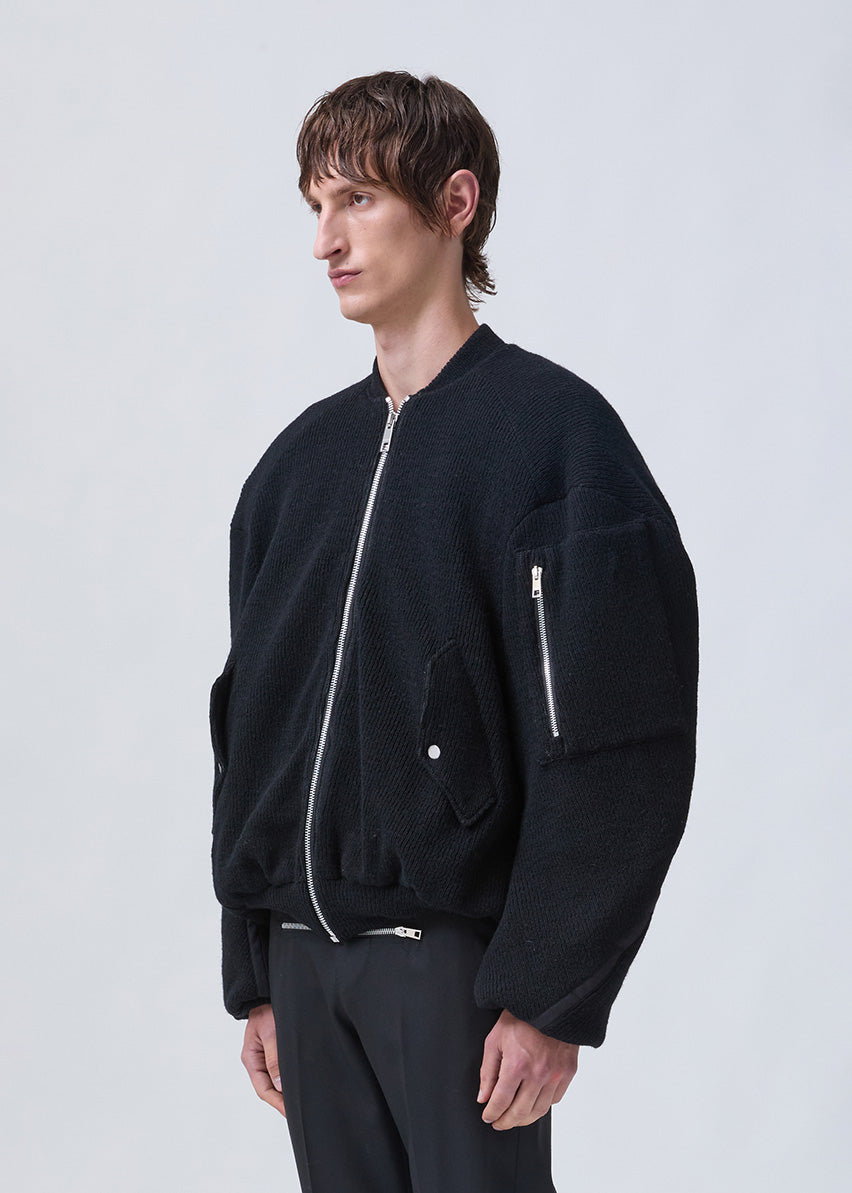 Bulldog knit bomber black