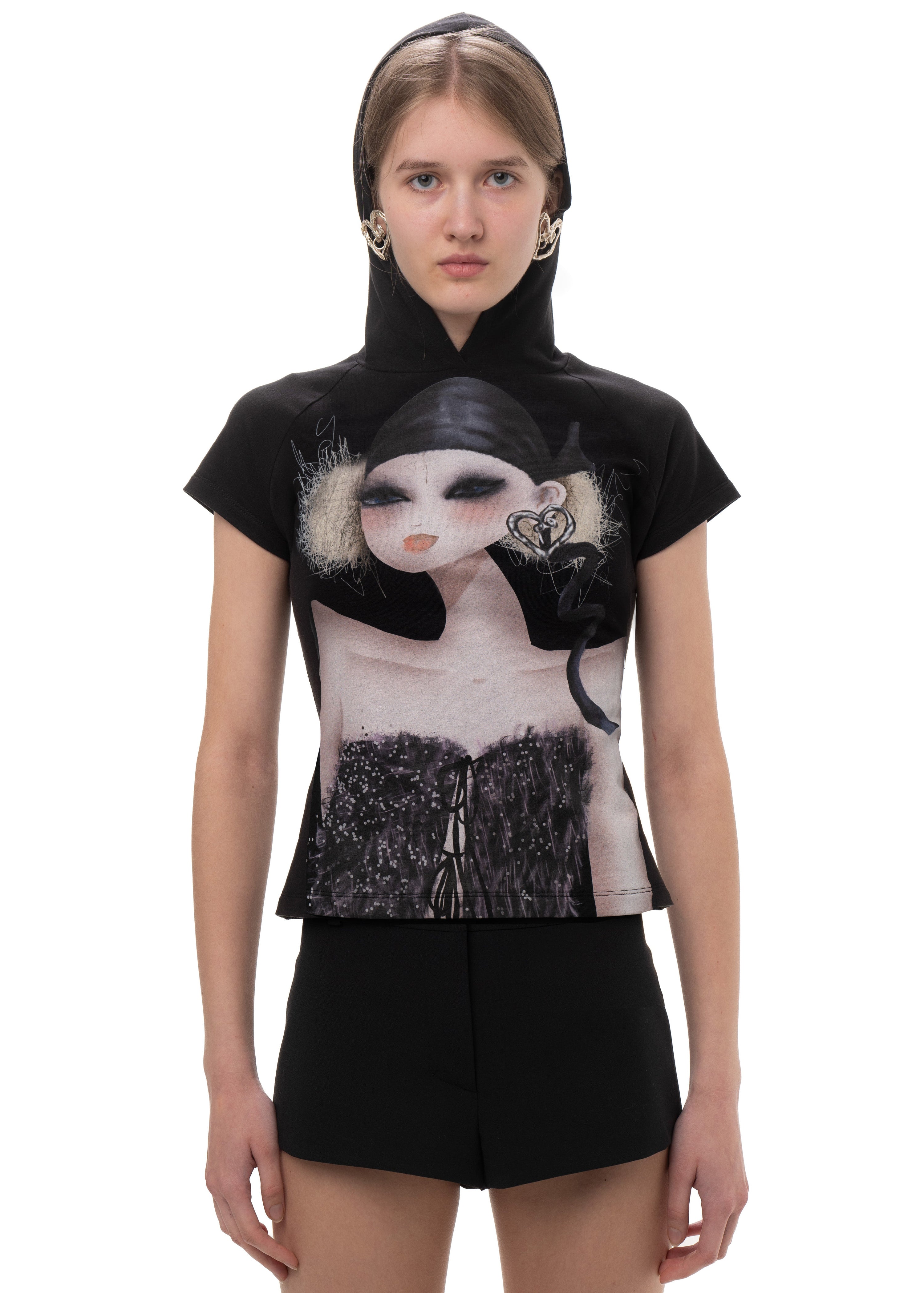 Hood printed tee