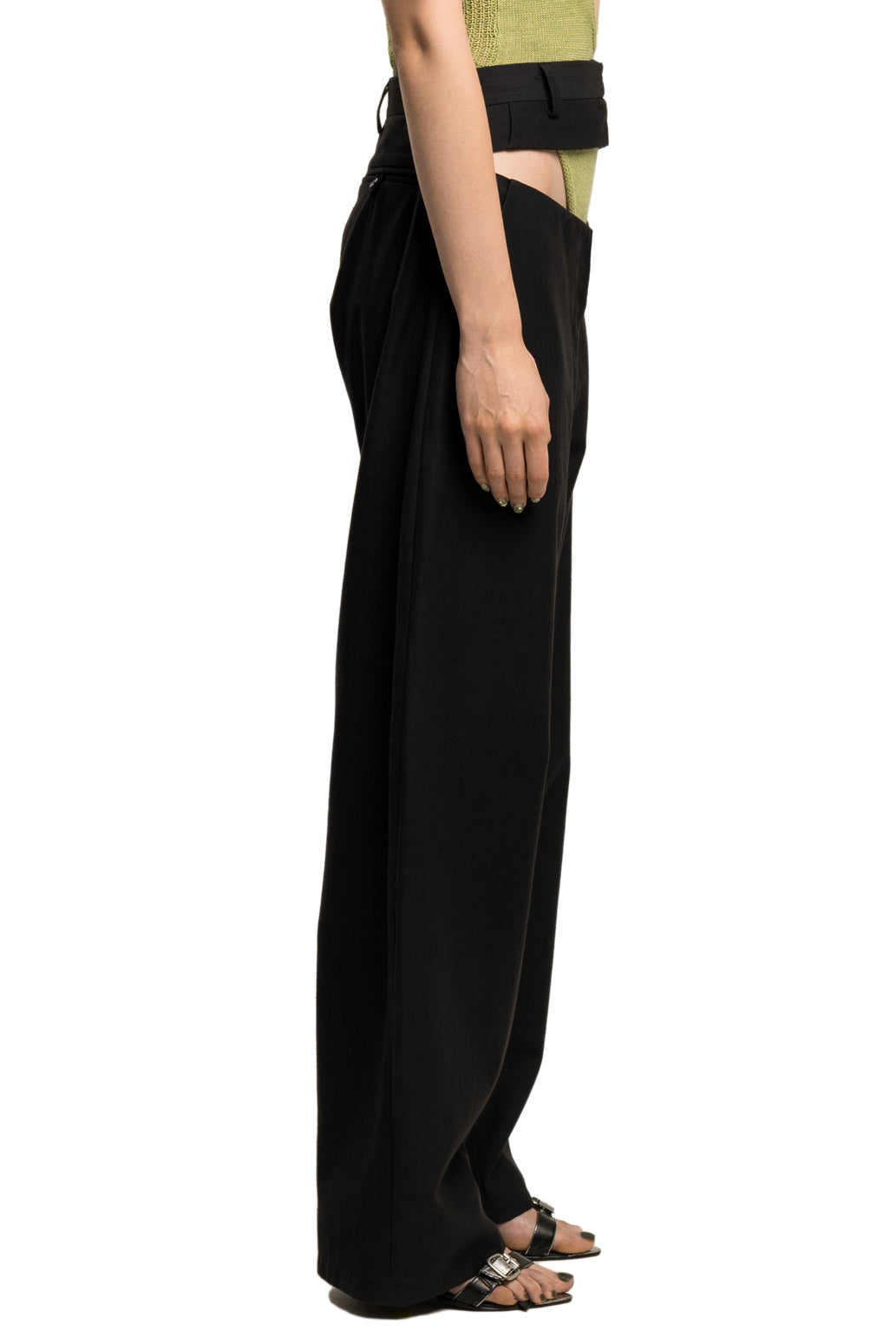 Slashed suit wool trousers