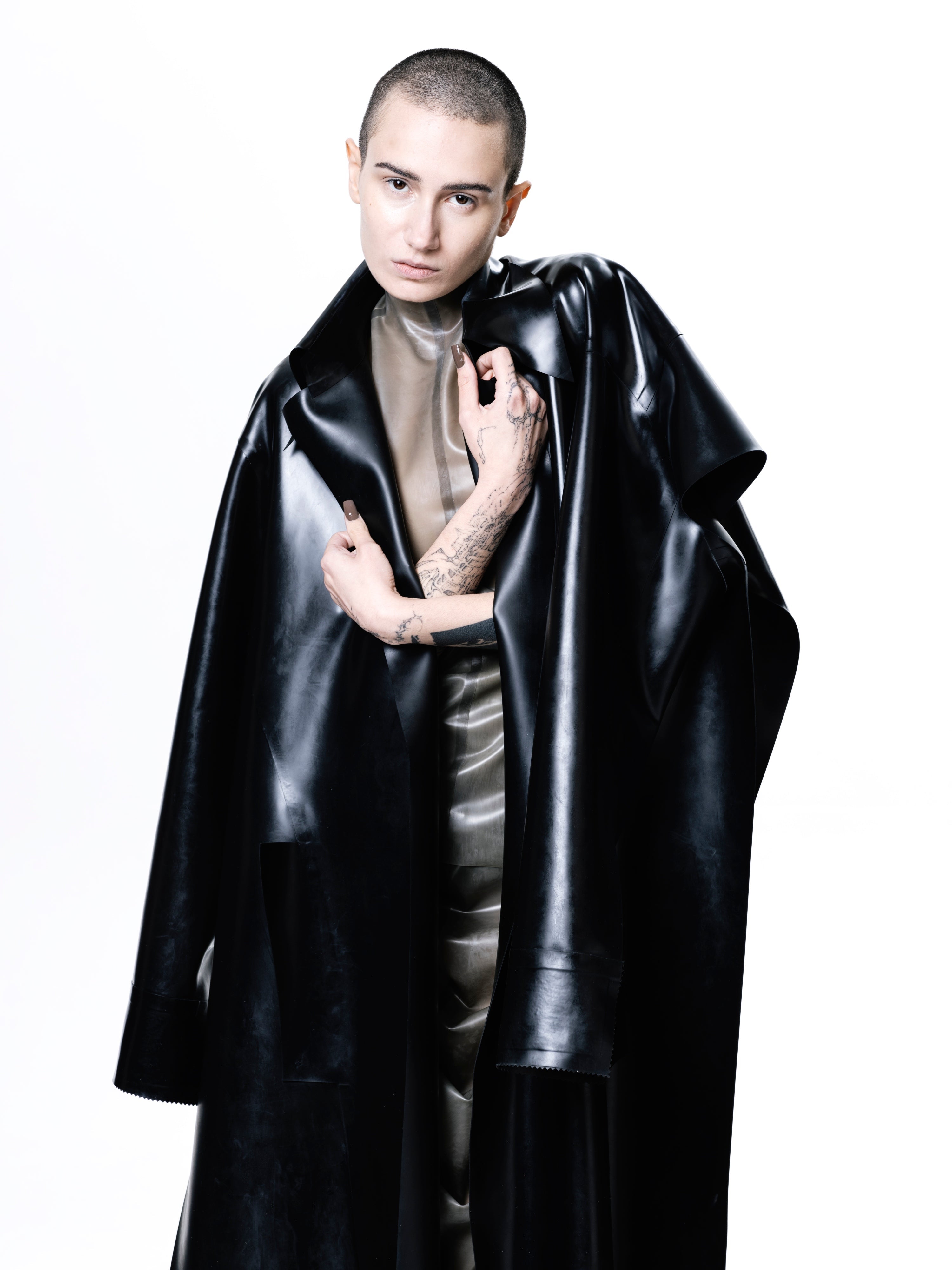 Latex cape coat
