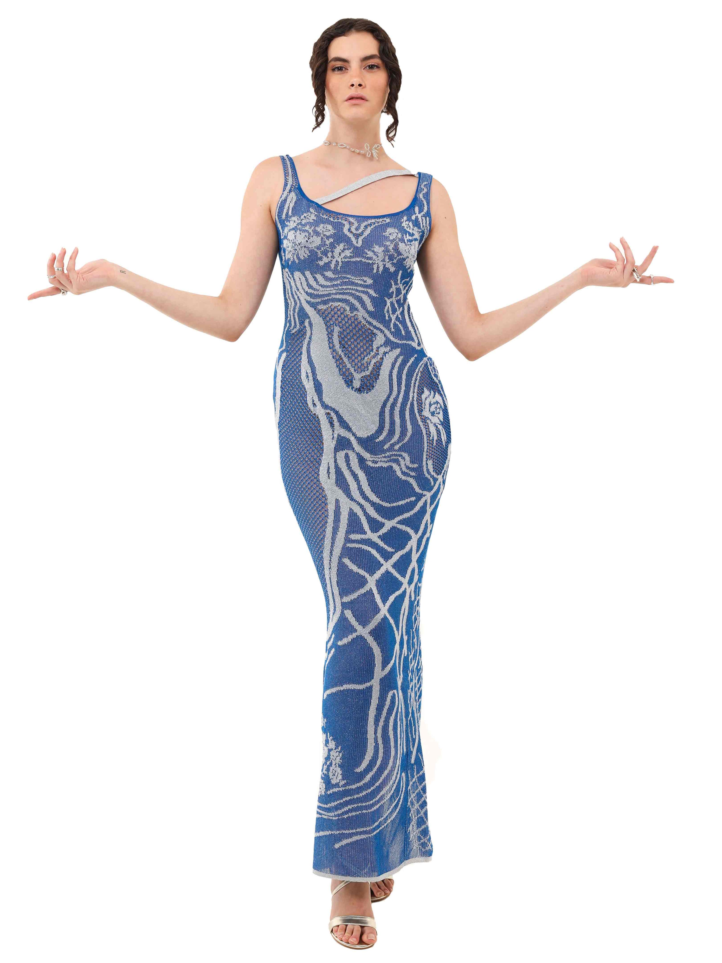 Birthing venus knit dress light blue
