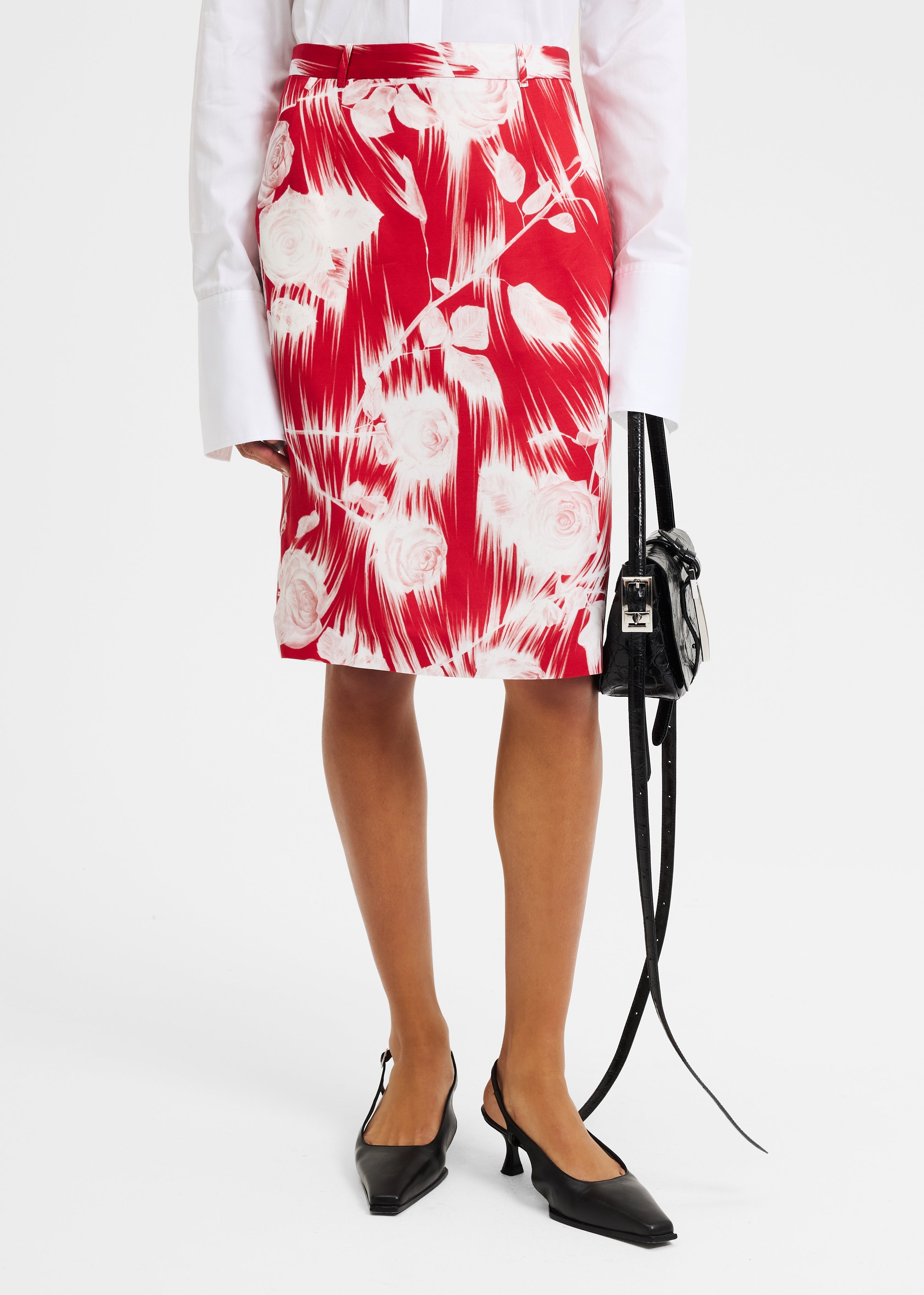 Bumpster skirt red/white rose
