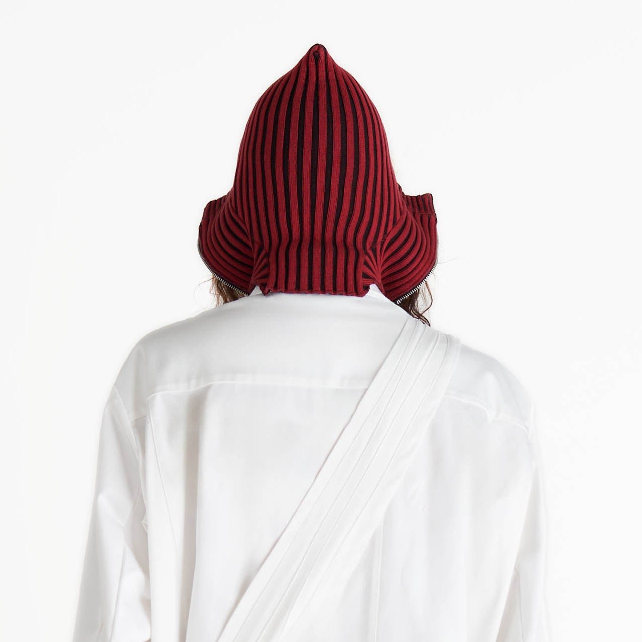 Knit zip balaclava red