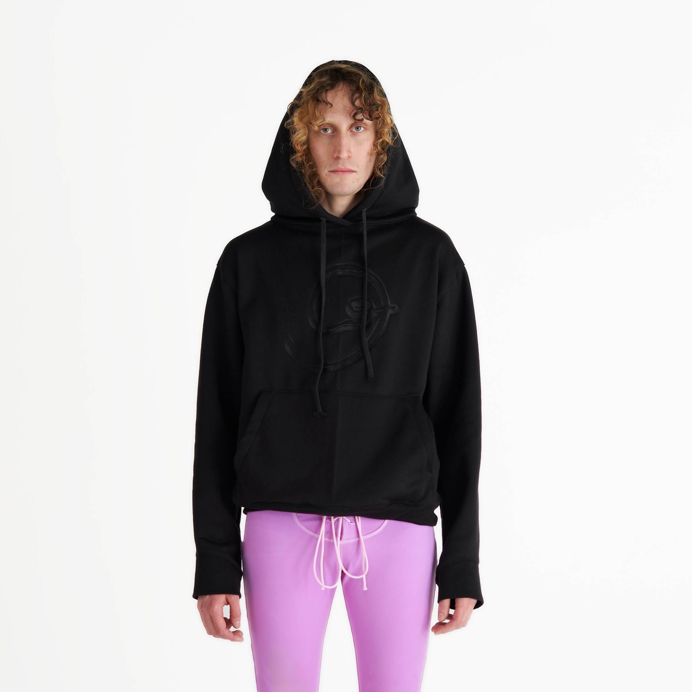 Embroidered spiral hoodie black