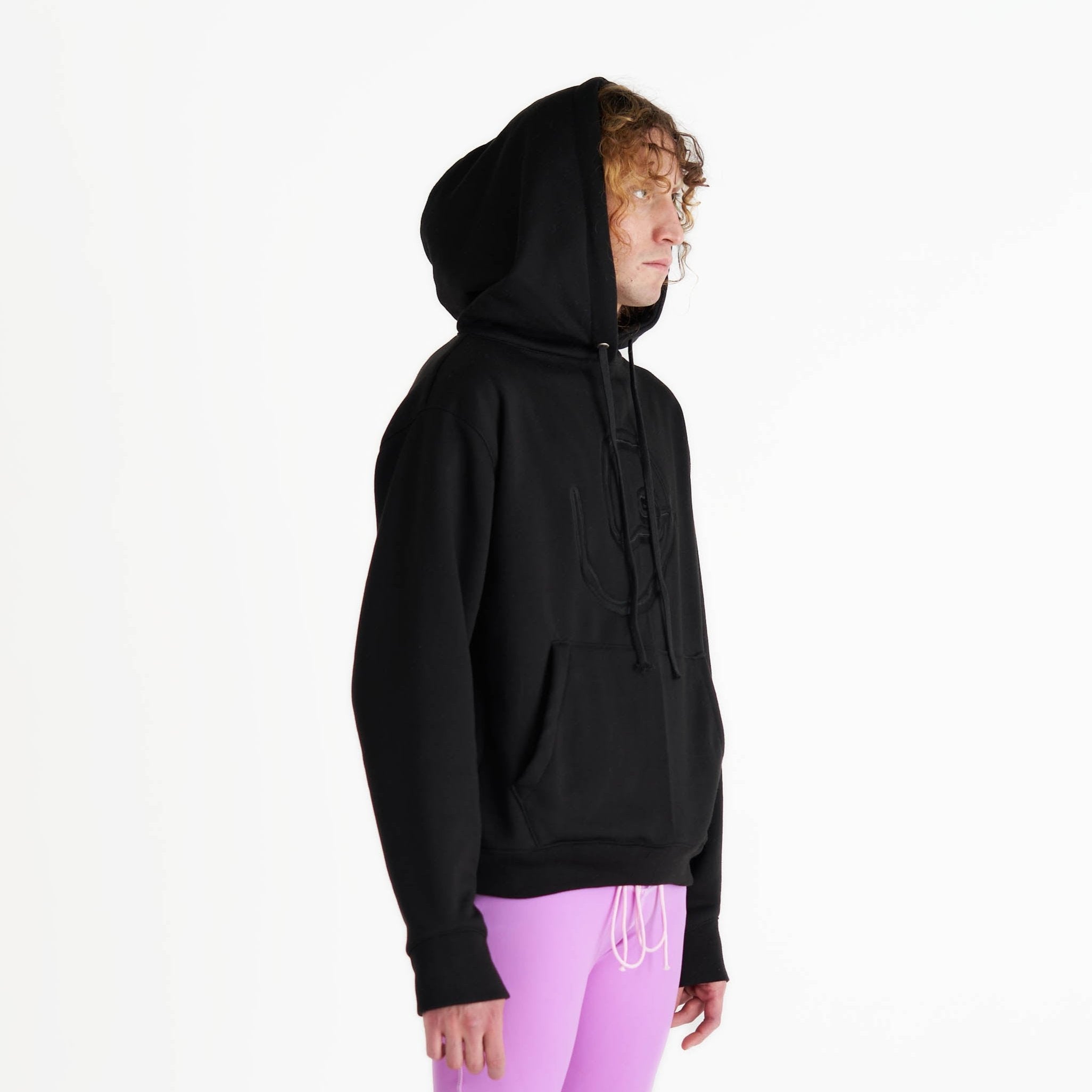 Embroidered spiral hoodie black
