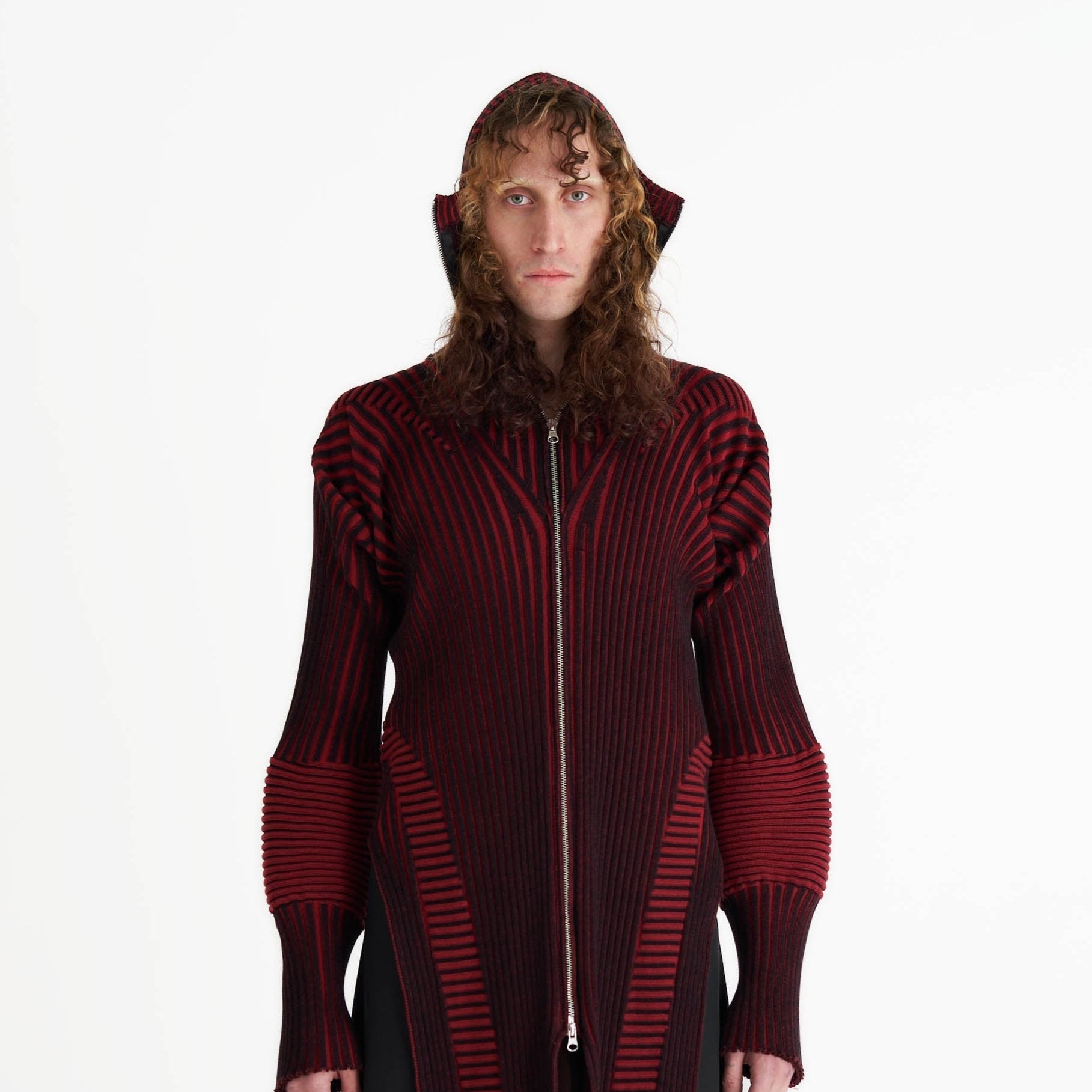 Healer knit zip jacket black/red