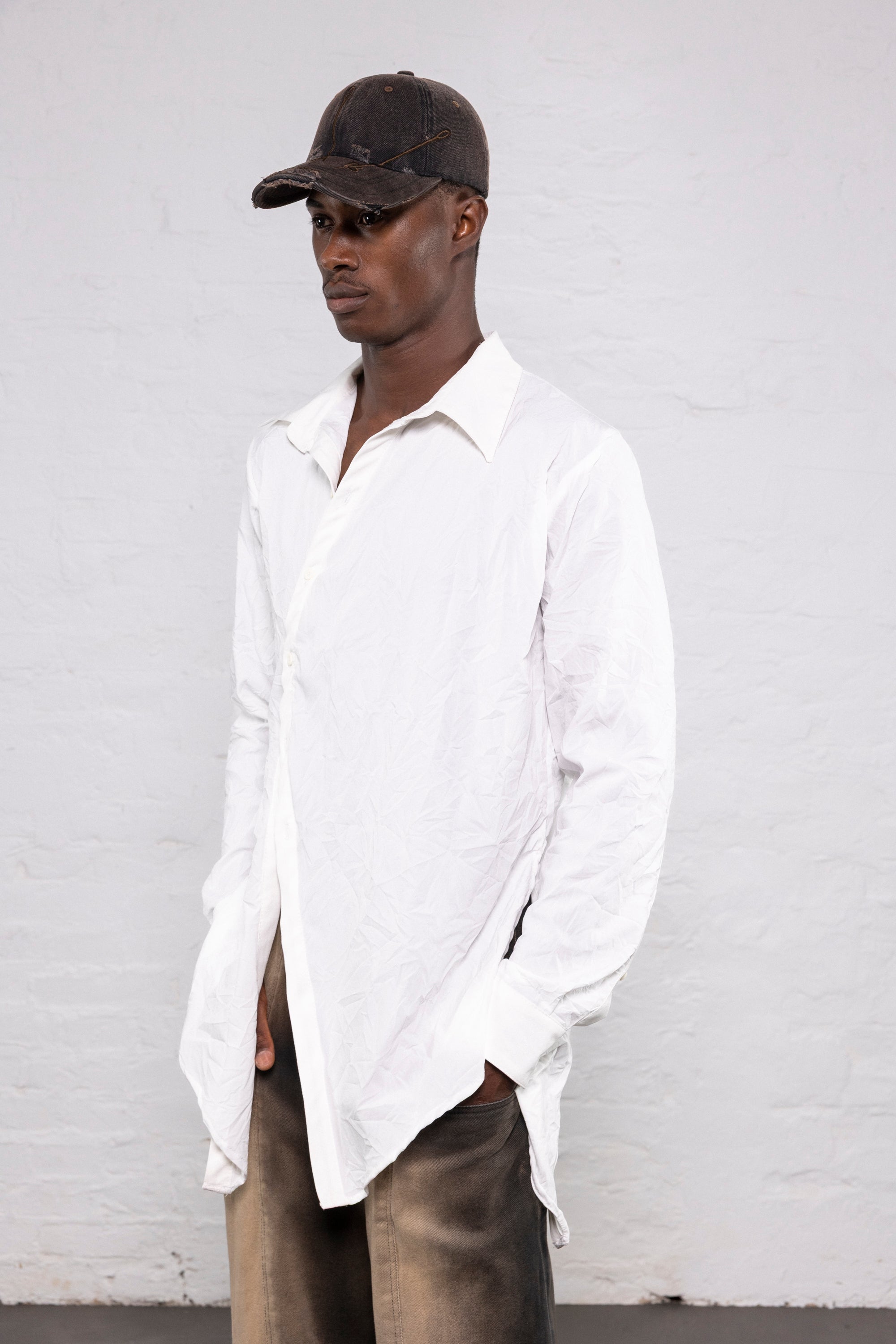 Curved white shirt