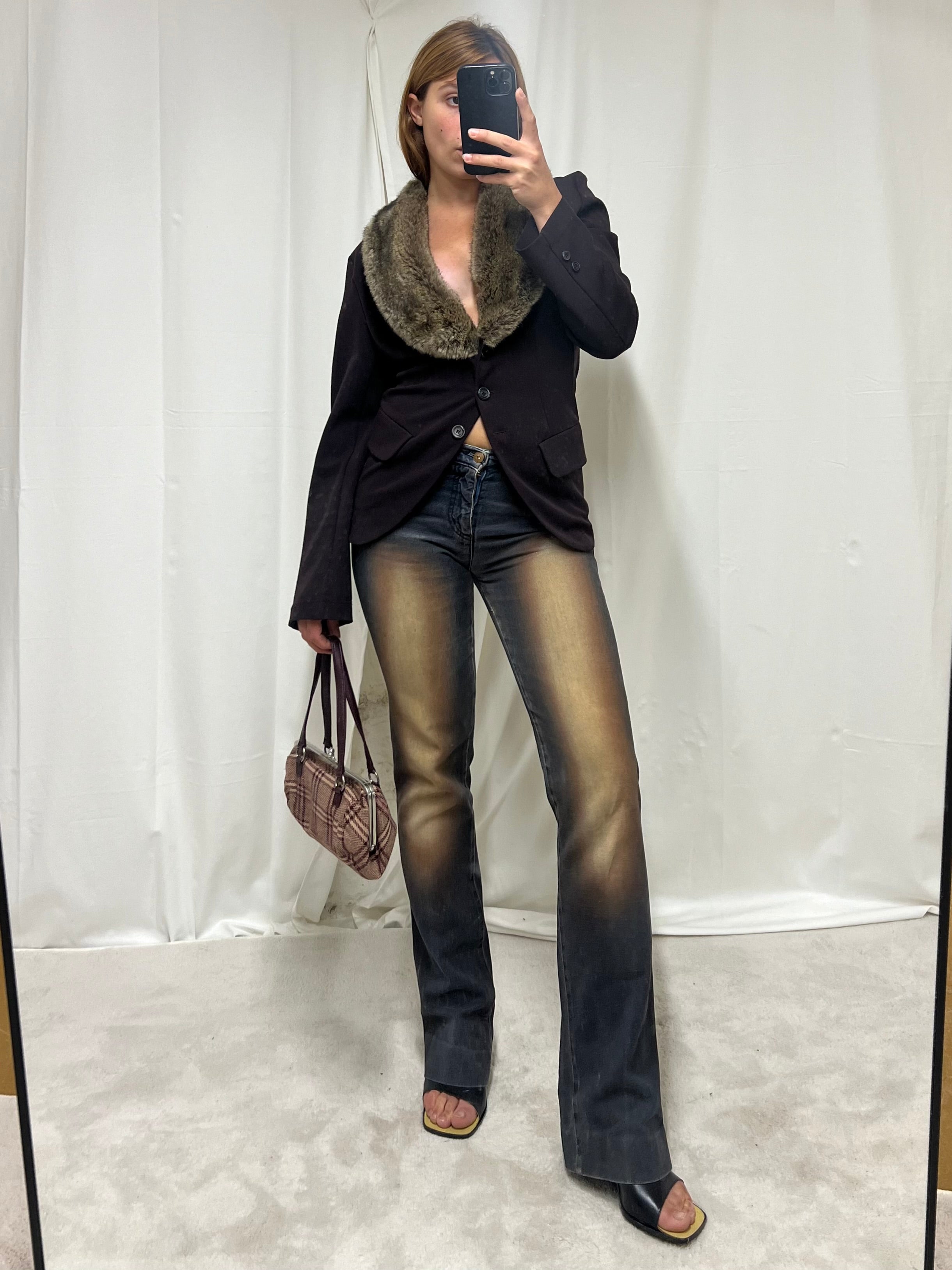 Washed flared denim
