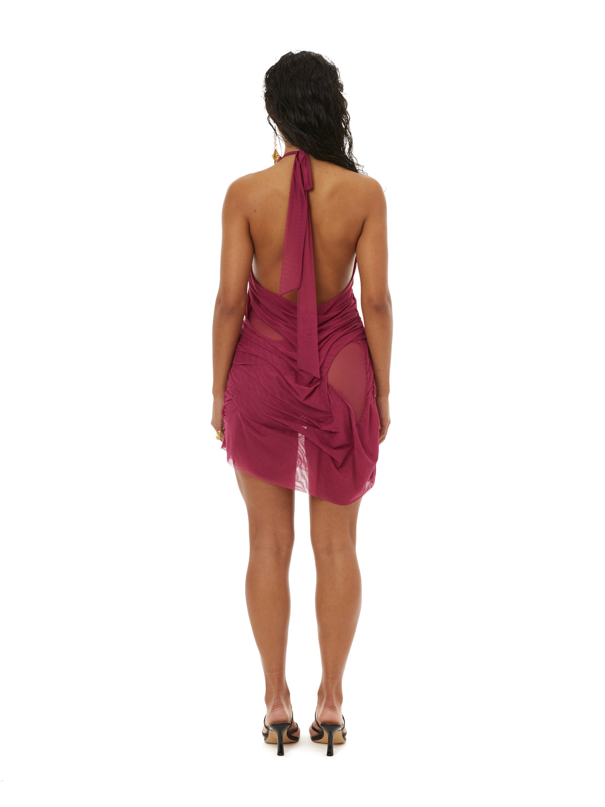 Wetlook mini dress fuchsia purple