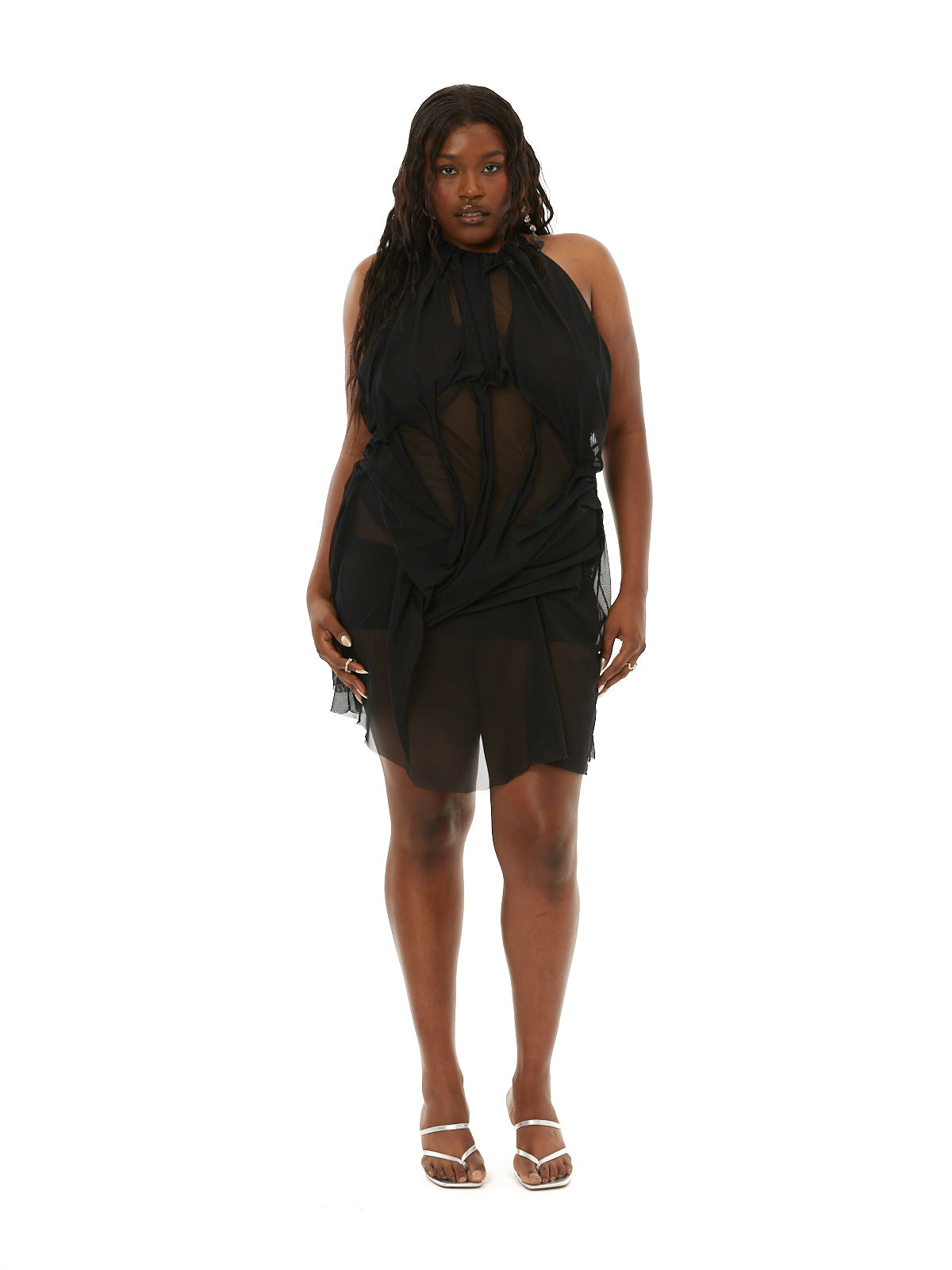 Black wetlook mini dress