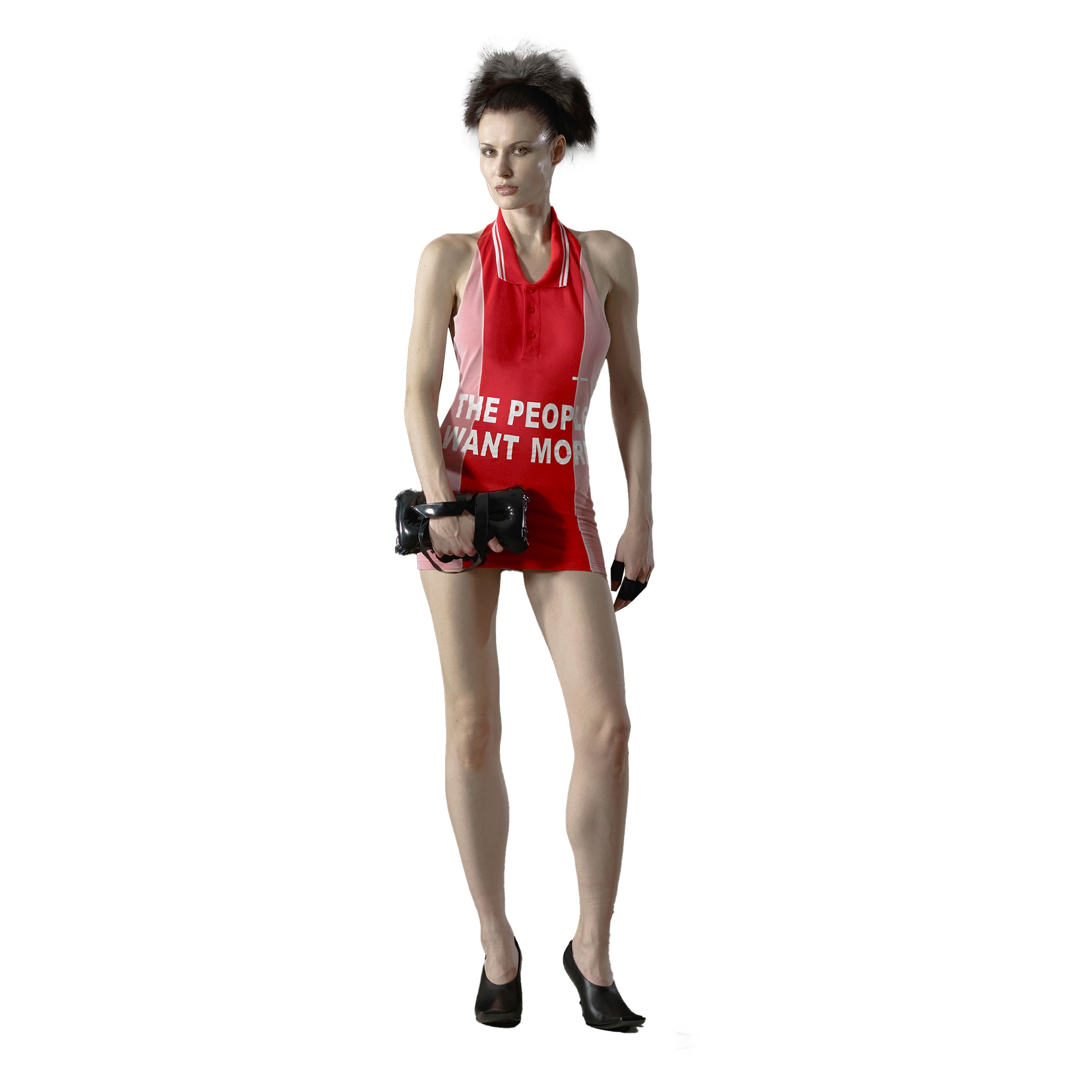 'the poeple want more’ polo block halter dress