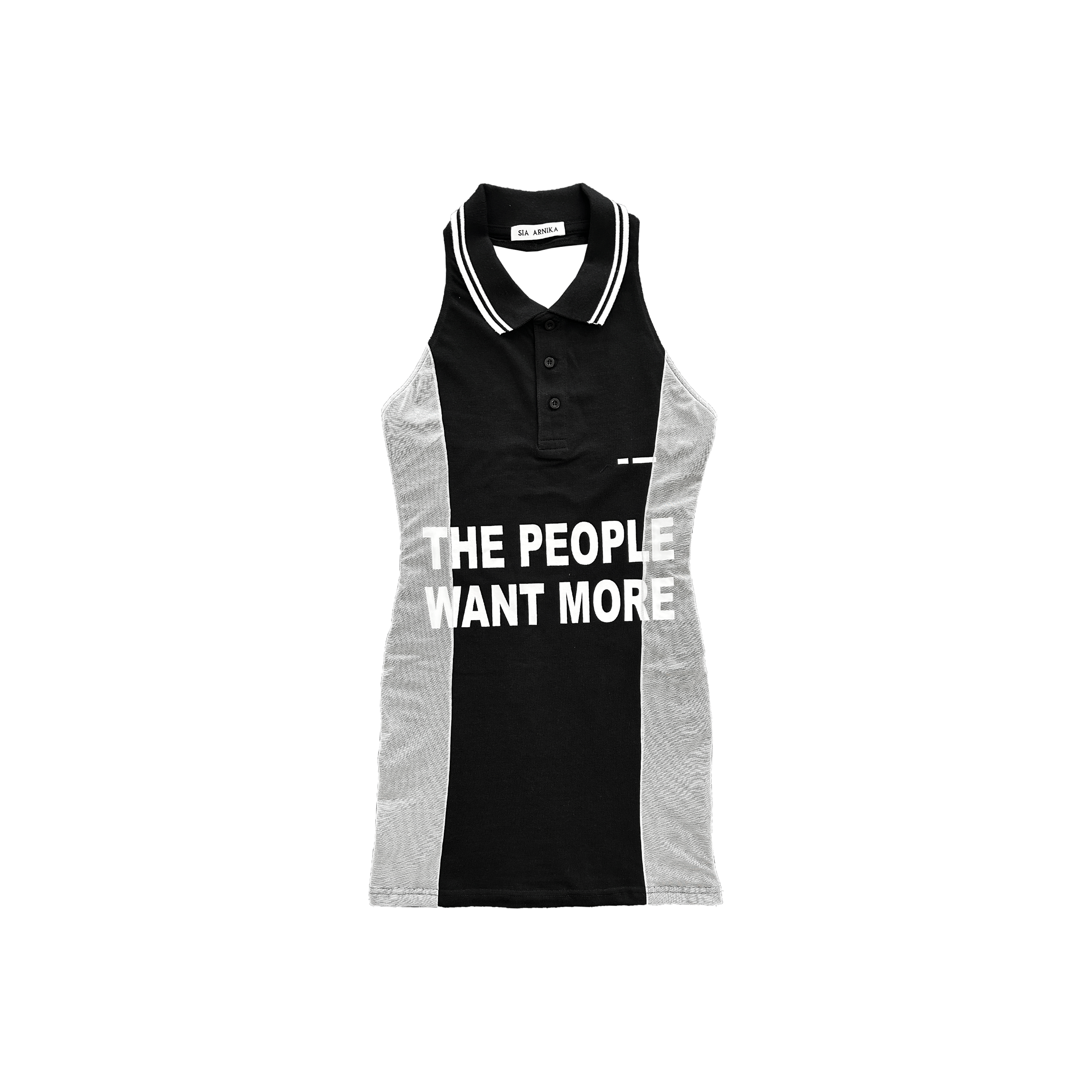 'the poeple want more’ polo block halter dress