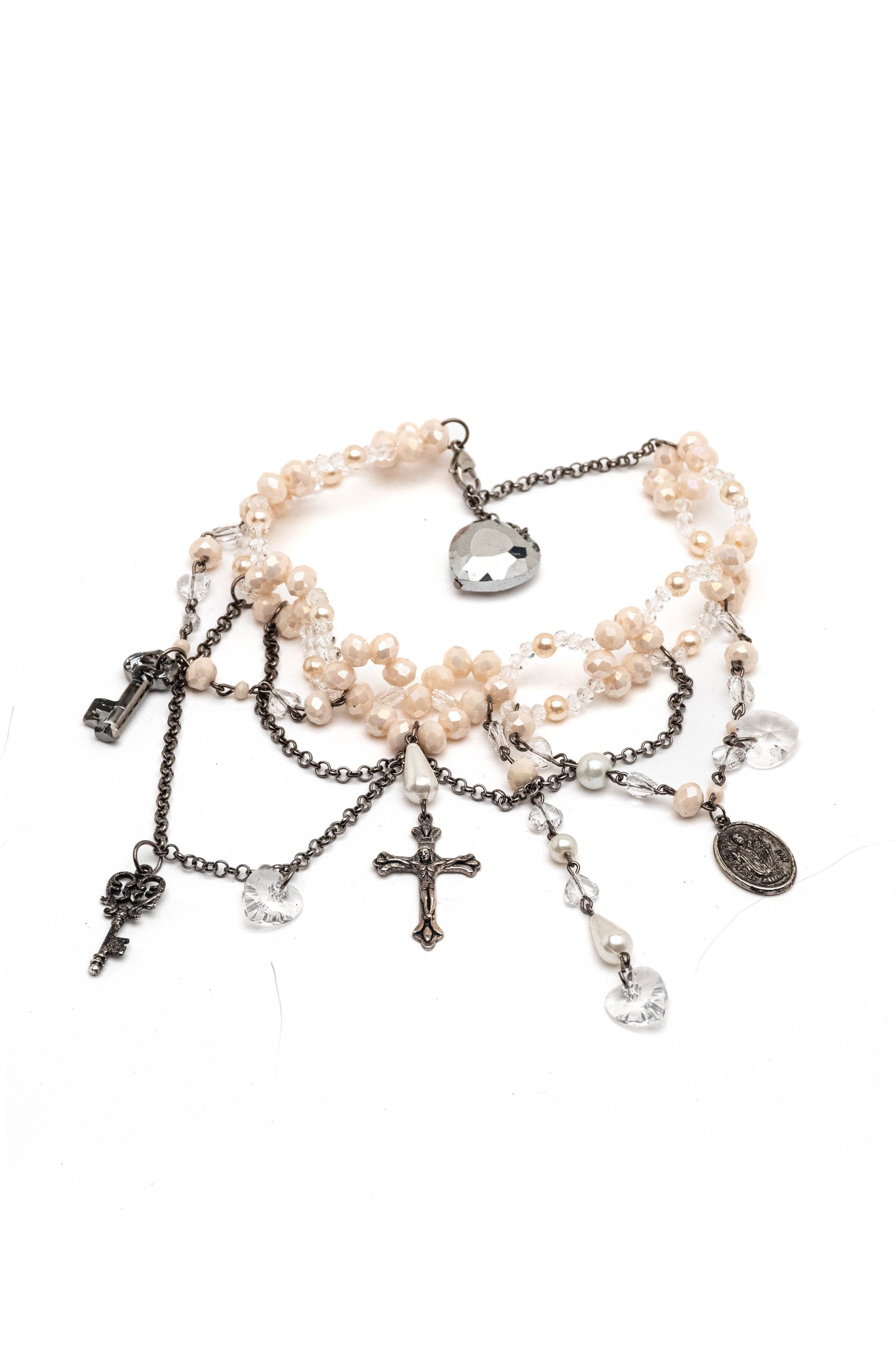 Collana swarovski e medagliette santi