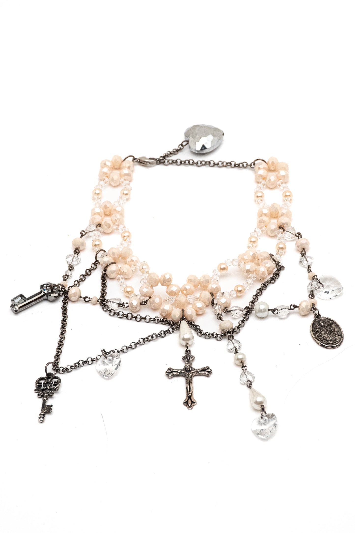 Collana swarovski e medagliette santi