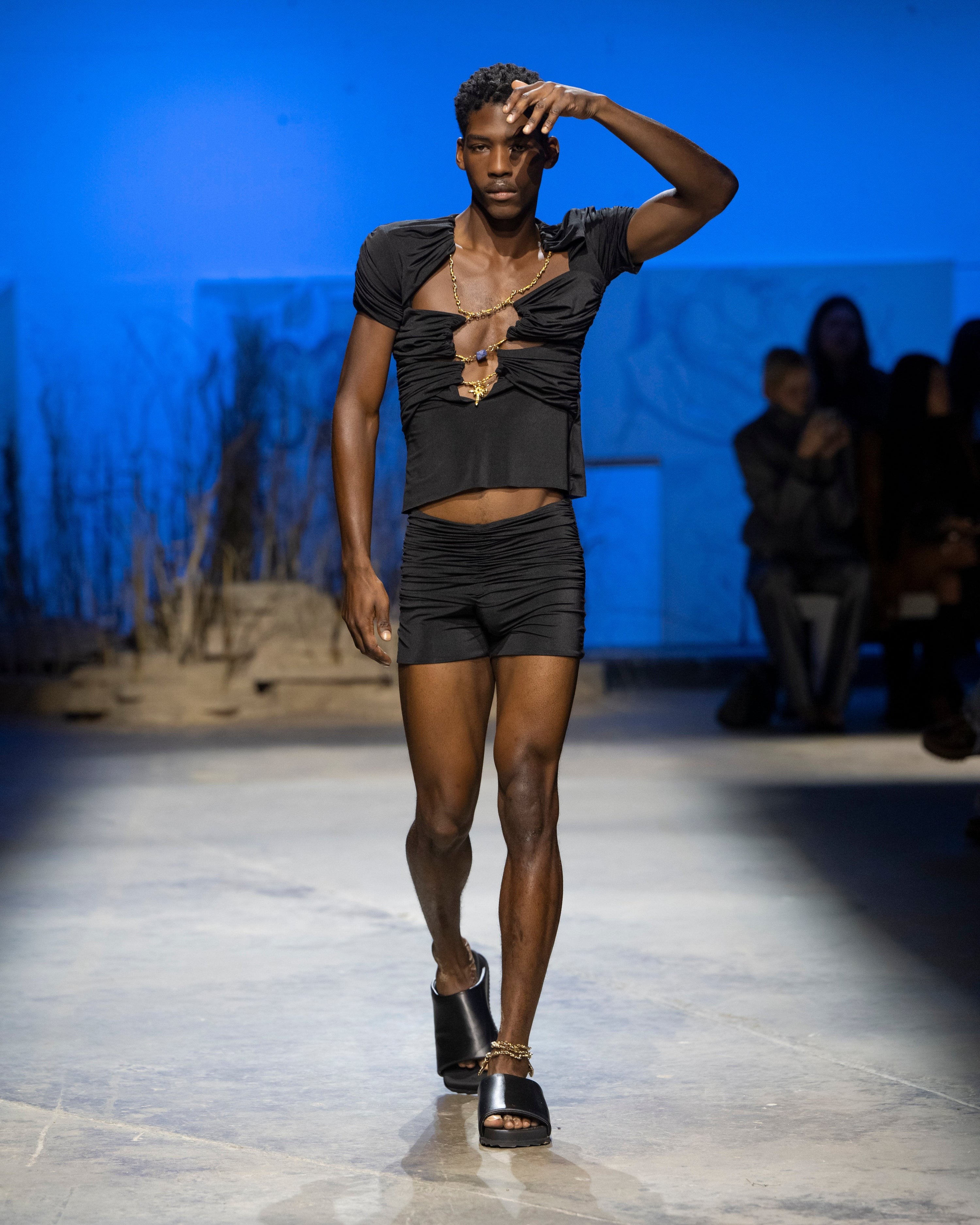 Ruched mini shorts