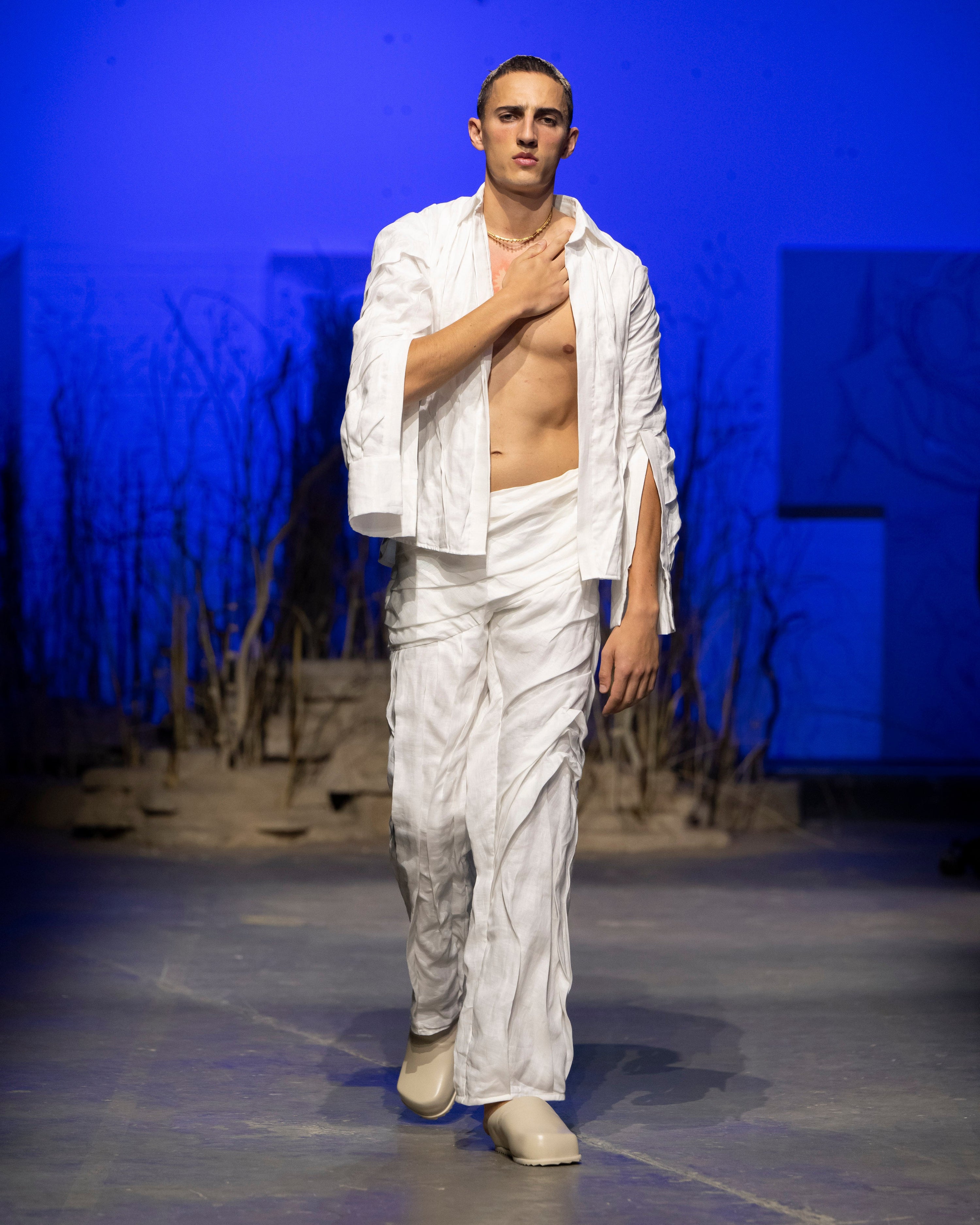 Textured linen trousers