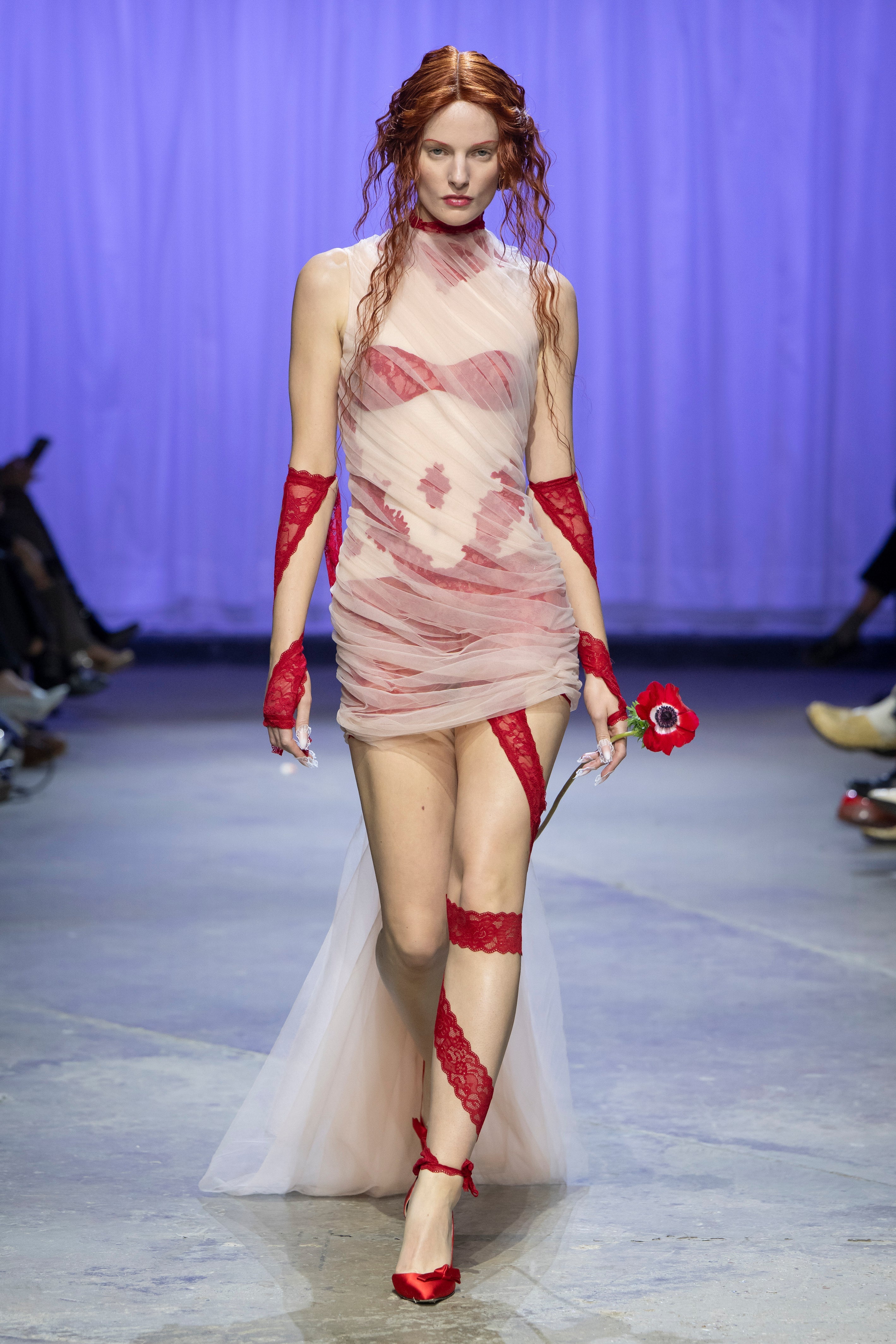 Lace desire nude mini dress