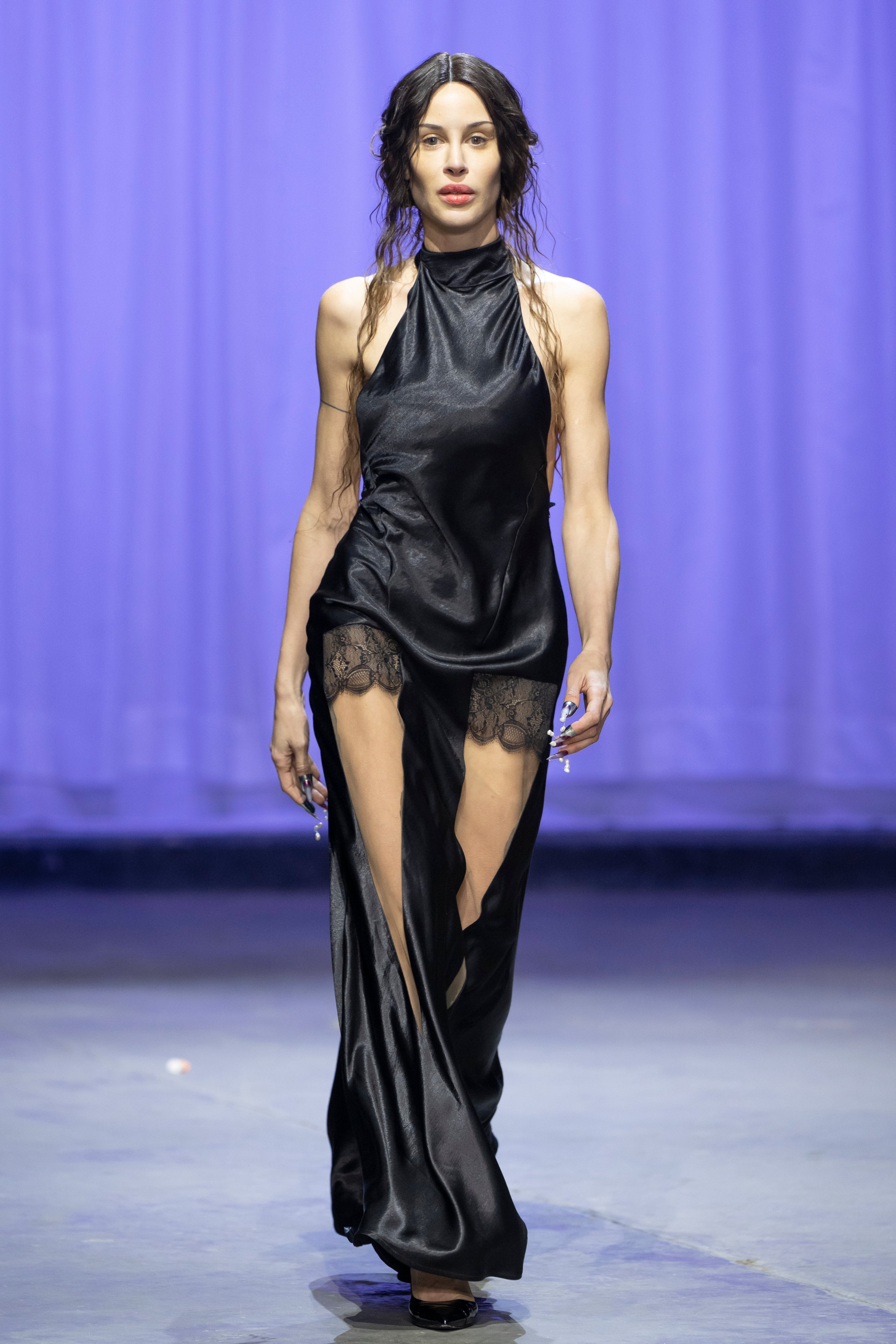 Midnight lace halterneck dress