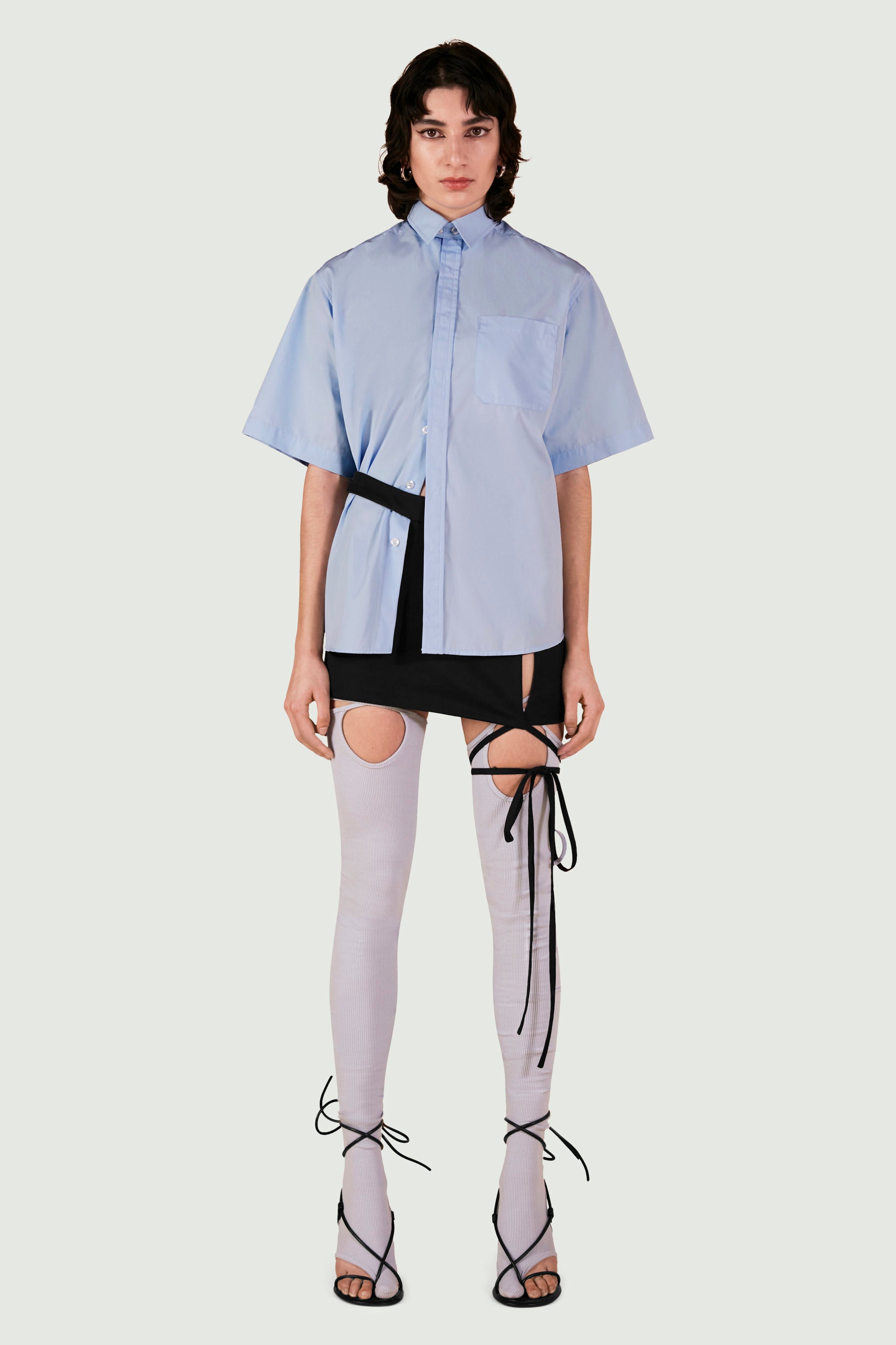 Double collar work shirt short sleeve