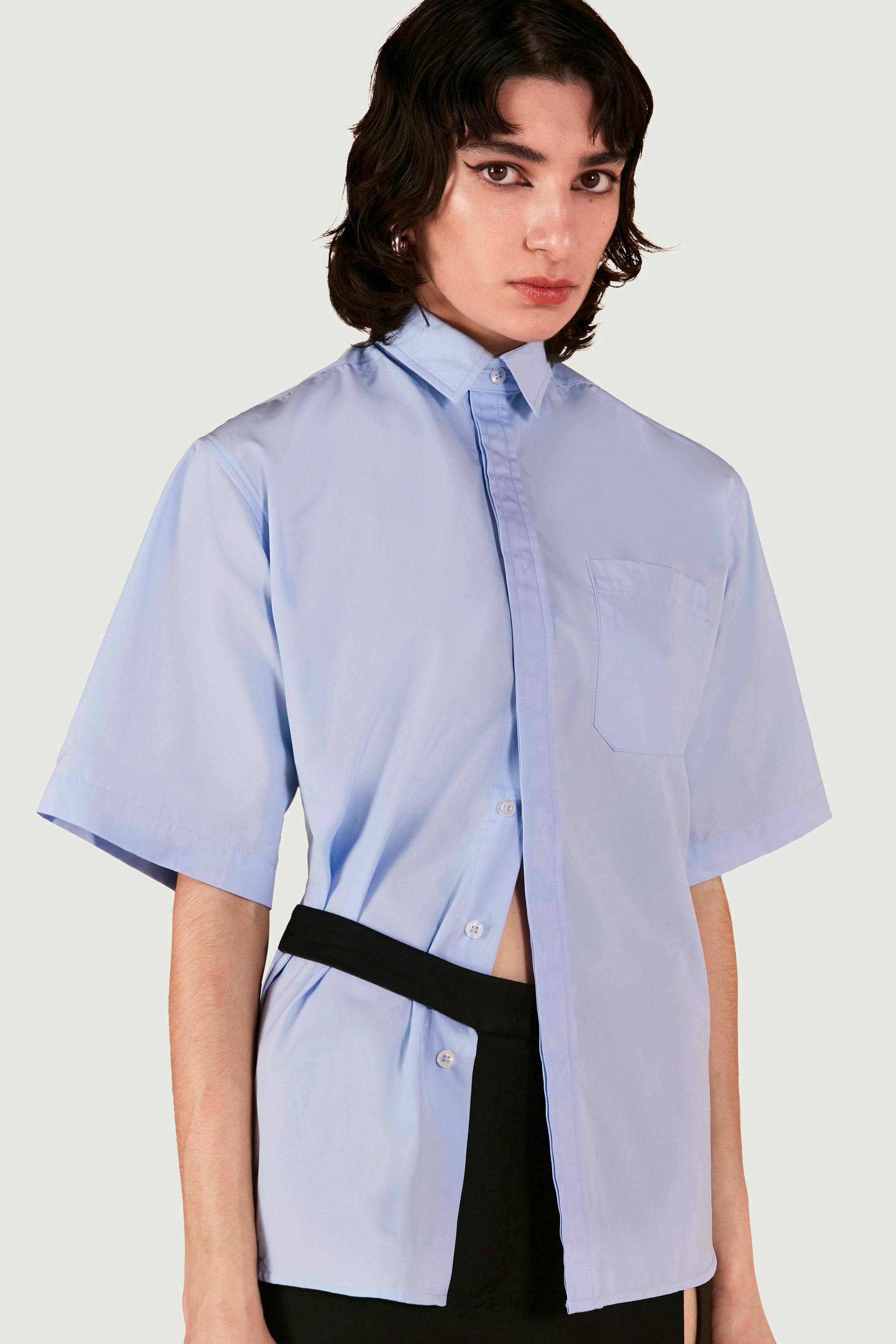 Double collar work shirt short sleeve