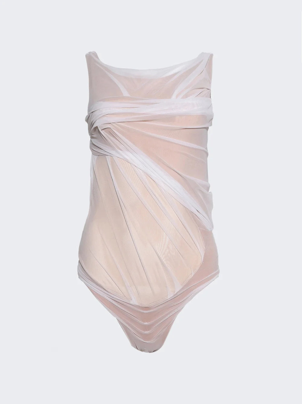 Draped wetlook  swimsuit white
