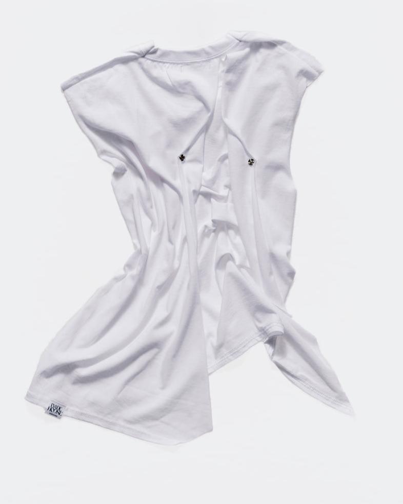 006-c-13 asymmetrical white t-shirt