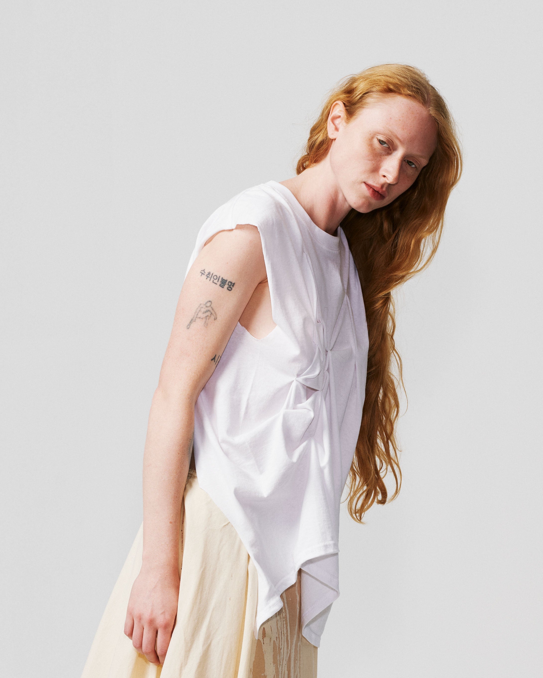 006-c-13 asymmetrical white t-shirt
