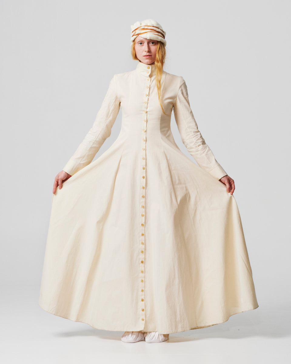 004-02 button cream jacket-dress