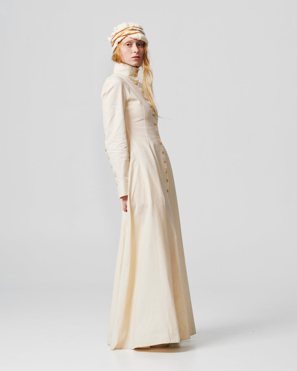 004-02 button cream jacket-dress