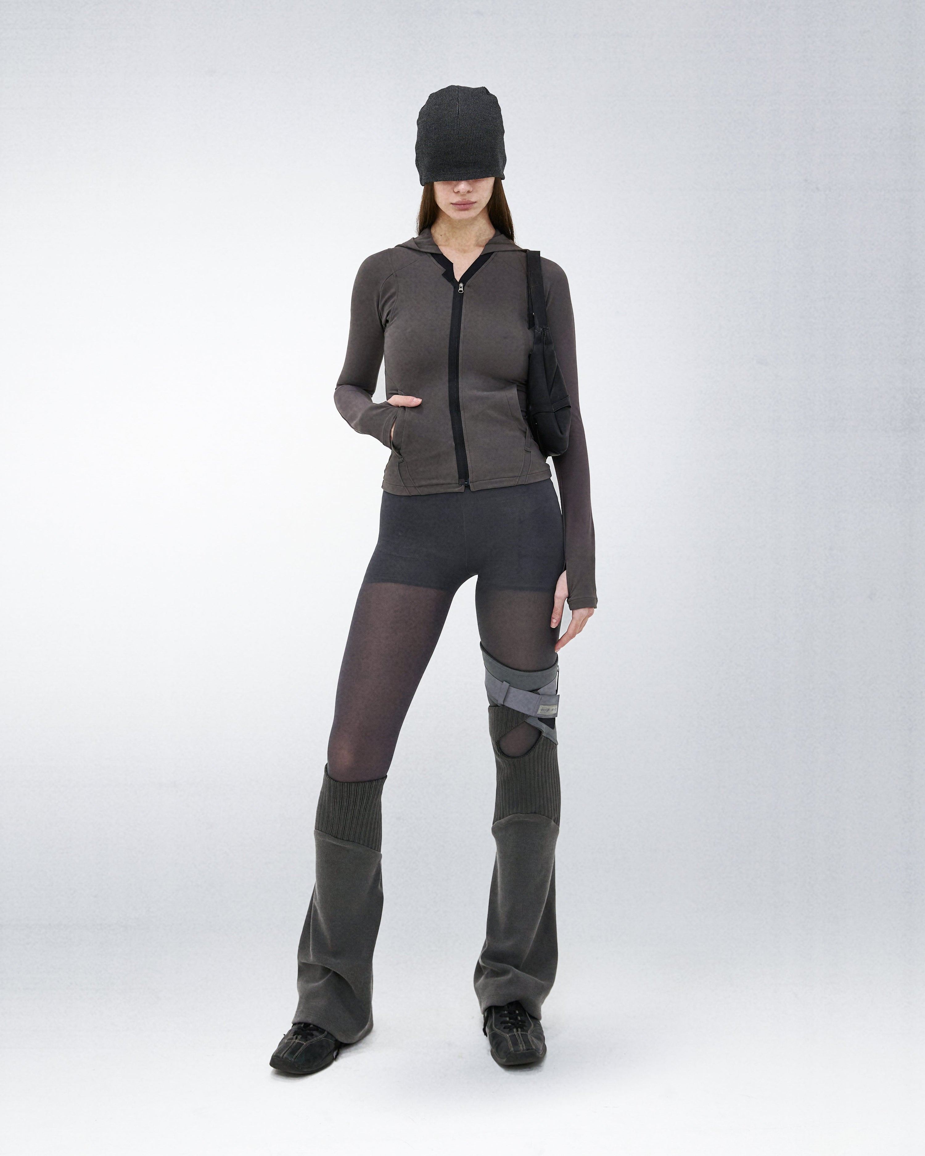 Hooded zip top